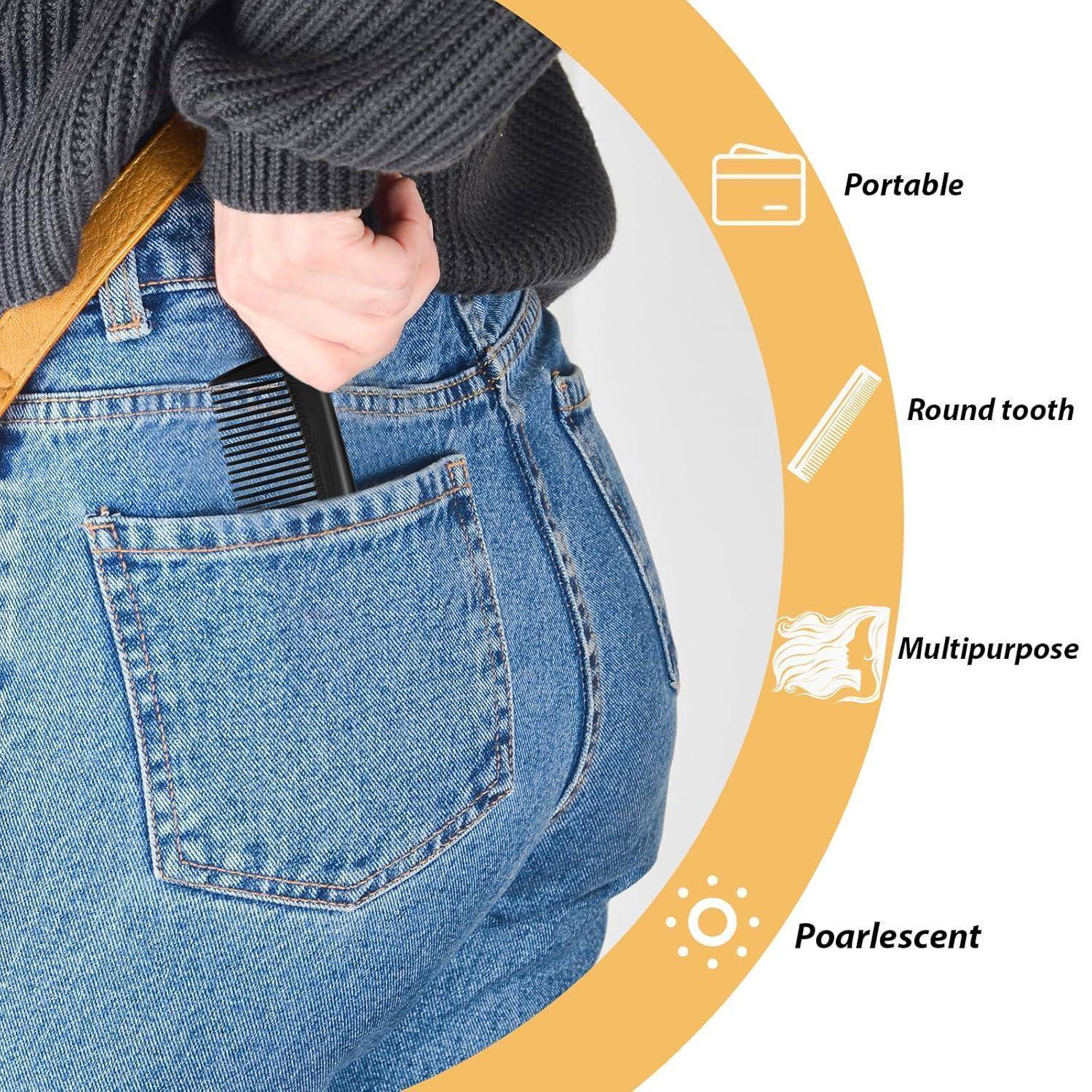 18 Stück Haar Kamm Schwarz Kunststoff Taschenkamm Fein und Grobgezahnt