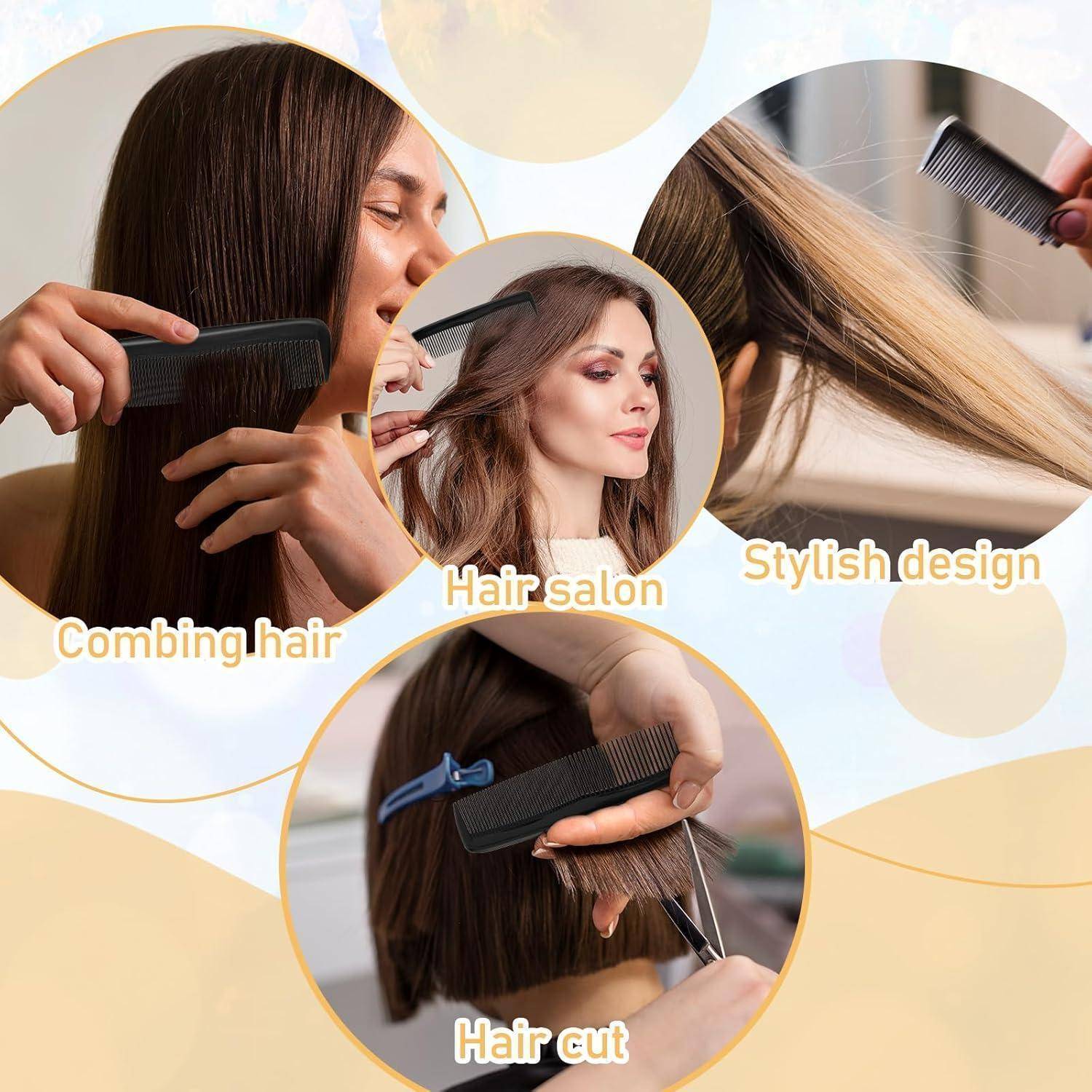 18 Stück Haar Kamm Schwarz Kunststoff Taschenkamm Fein und Grobgezahnt