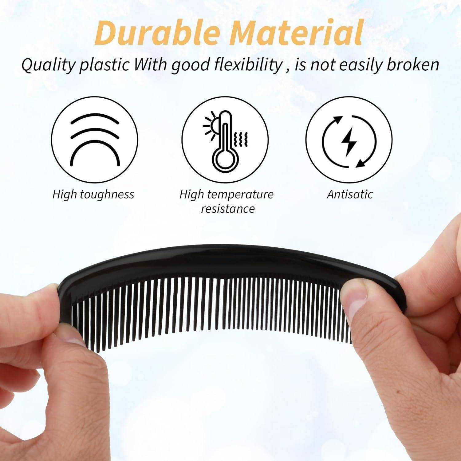 18 Stück Haar Kamm Schwarz Kunststoff Taschenkamm Fein und Grobgezahnt