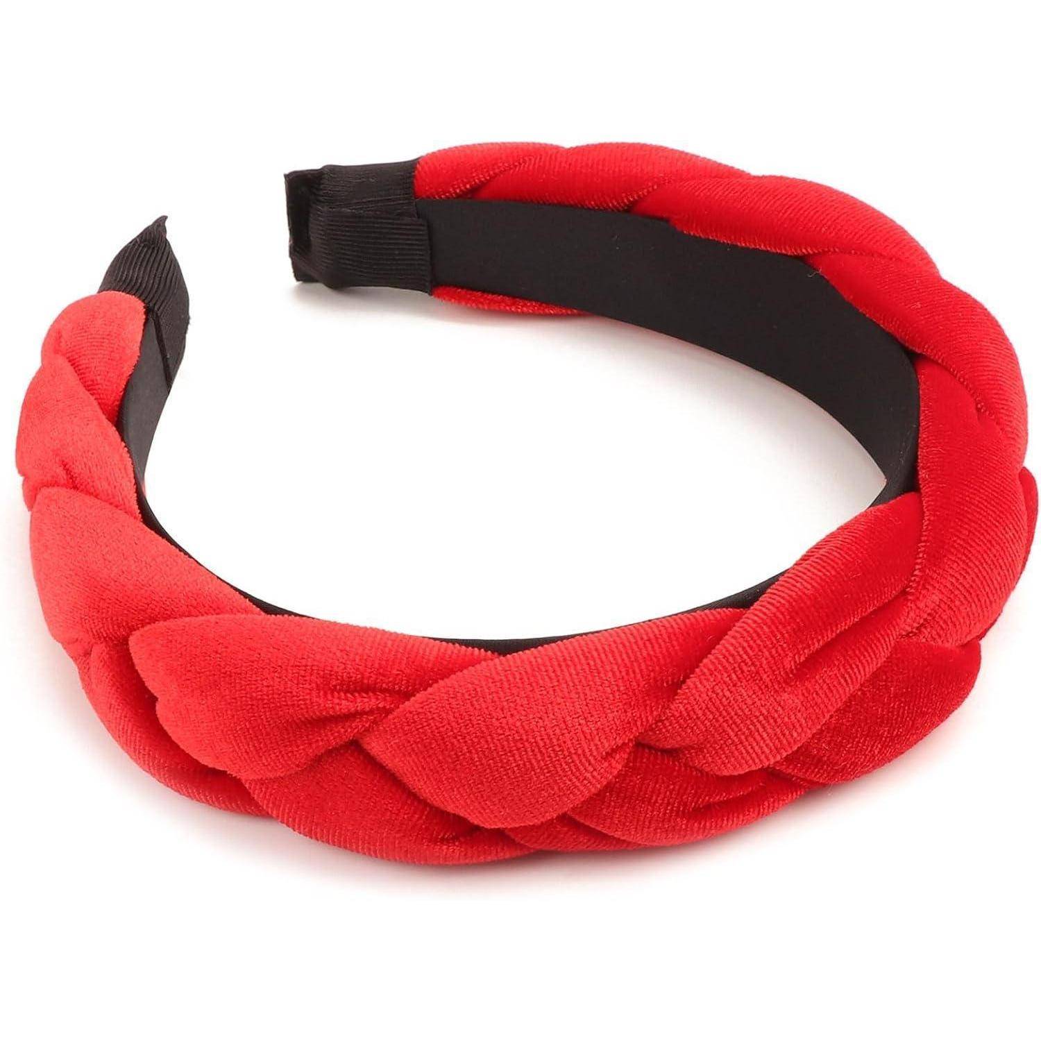 Geflochtenes Samt Haarband Damen Criss Cross Elastisch True Red