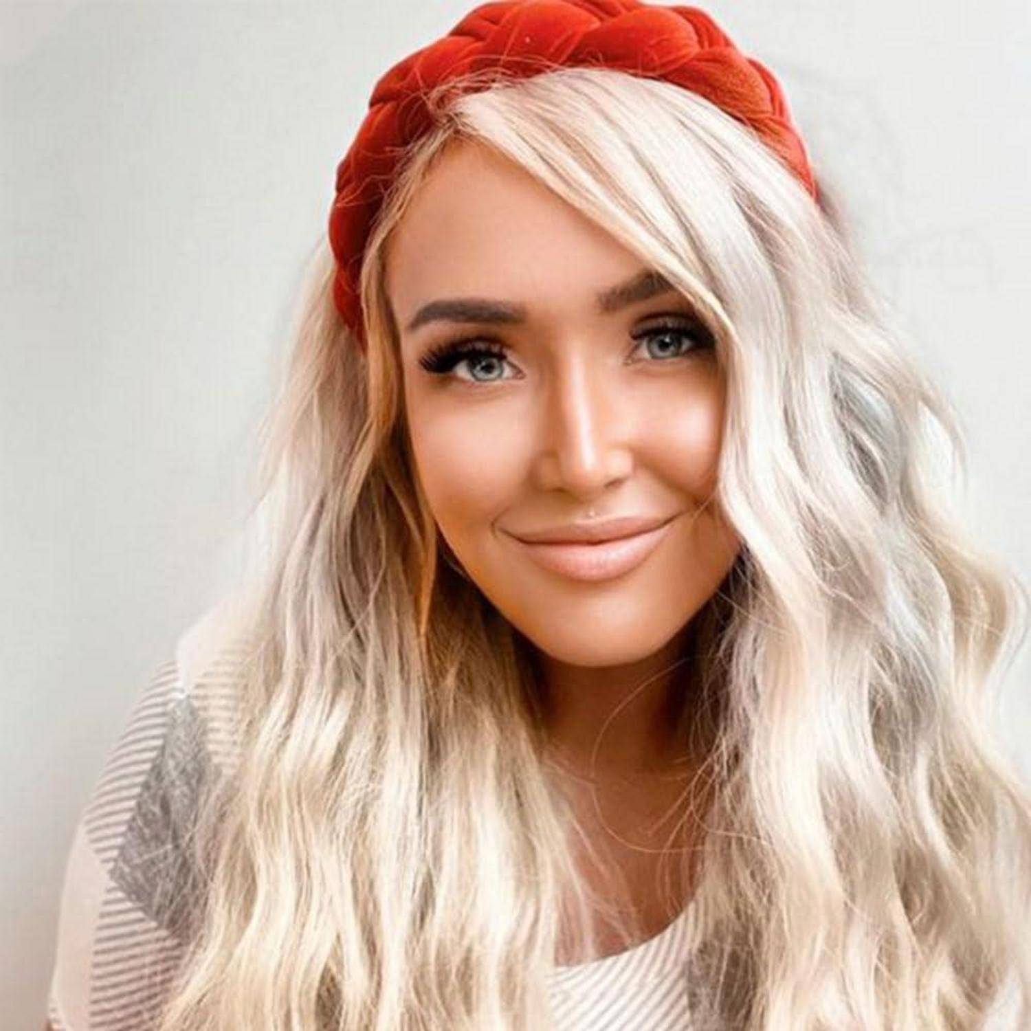 Geflochtenes Samt Haarband Damen Criss Cross Elastisch True Red