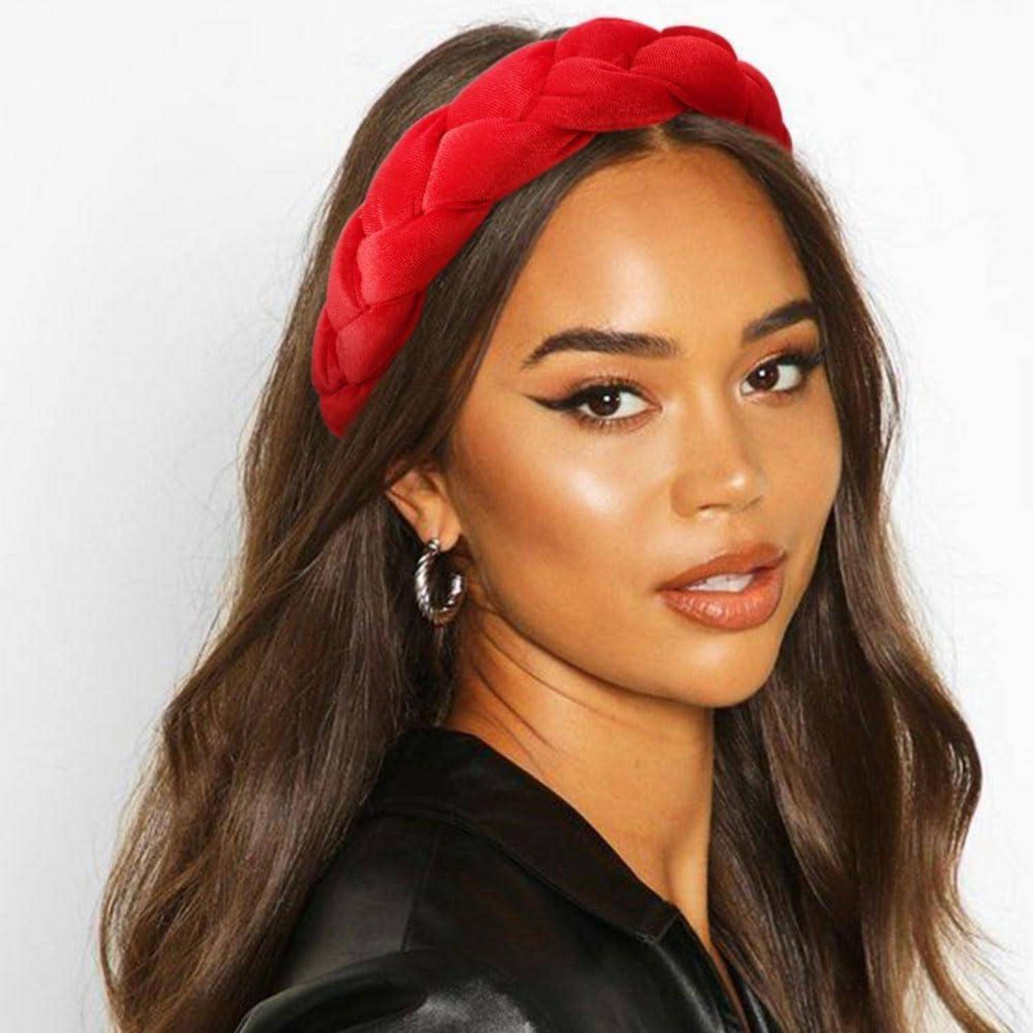 Geflochtenes Samt Haarband Damen Criss Cross Elastisch True Red