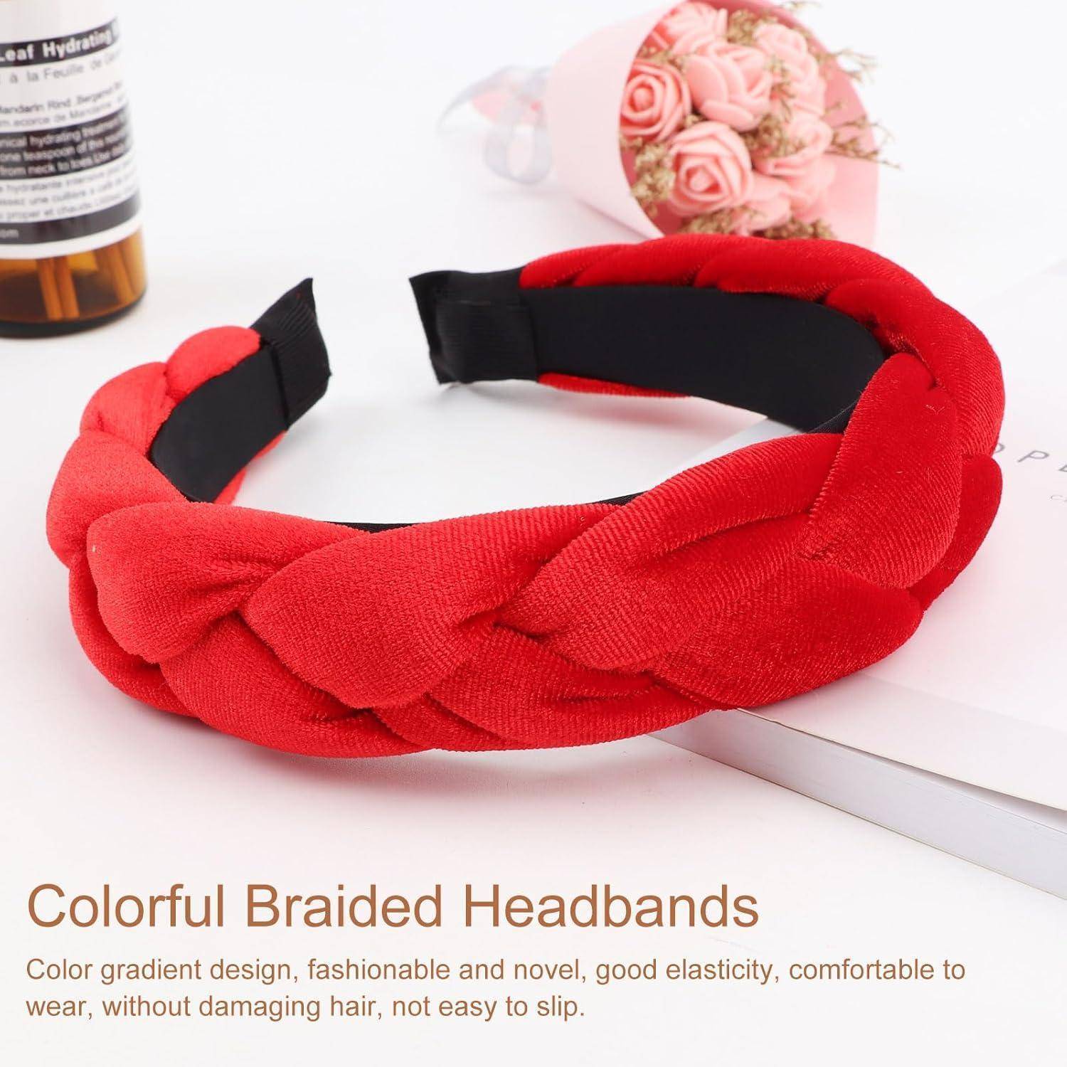 Geflochtenes Samt Haarband Damen Criss Cross Elastisch True Red