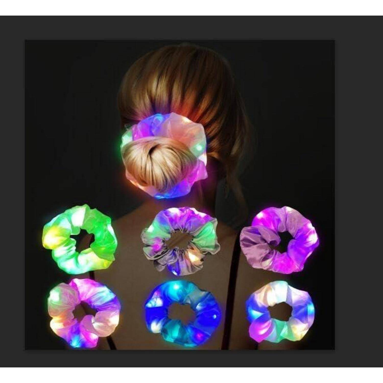 Leuchtende Haargummis Neon Party Haarschmuck 6 Stk. Festival