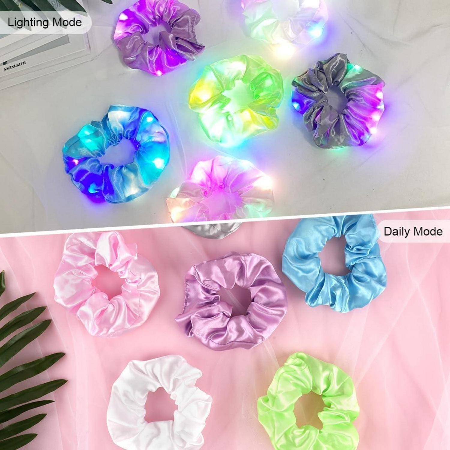 Leuchtende Haargummis Neon Party Haarschmuck 6 Stk. Festival