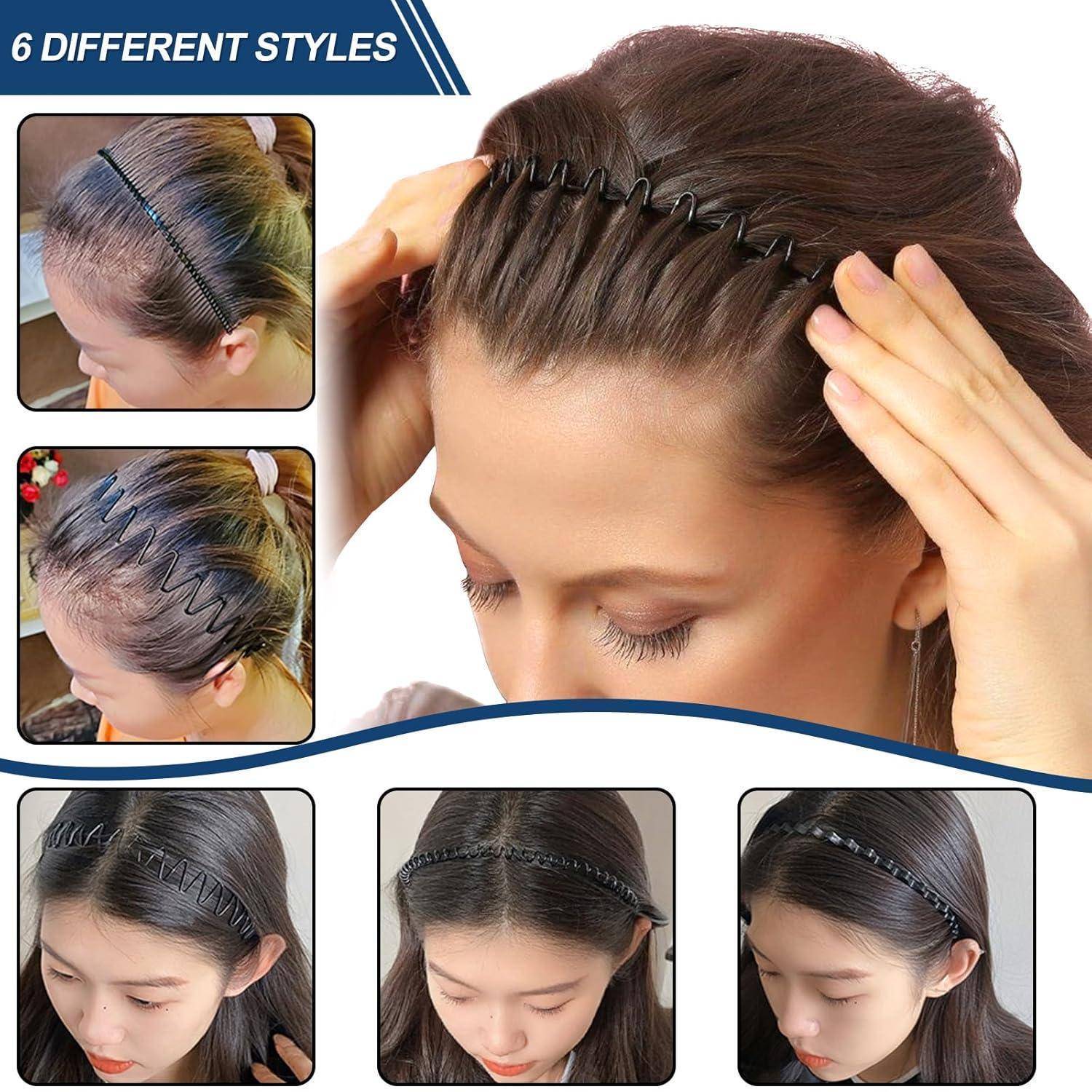 6 Stück Metall Haarband Haarreifen Schwarz für Männer und Frauen