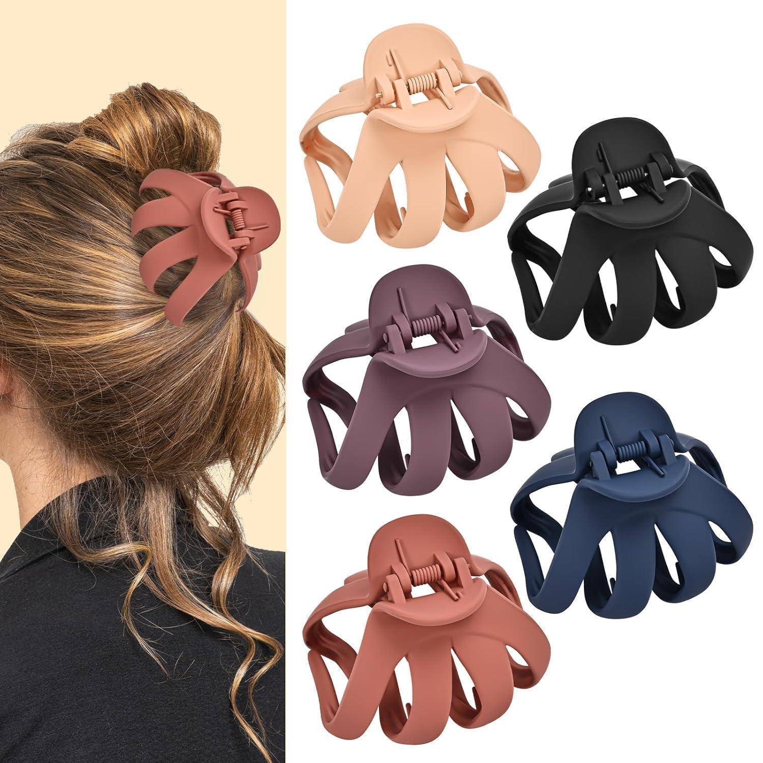 Octopus Haarspangen 5er Set für dickes lockiges langes Haar in