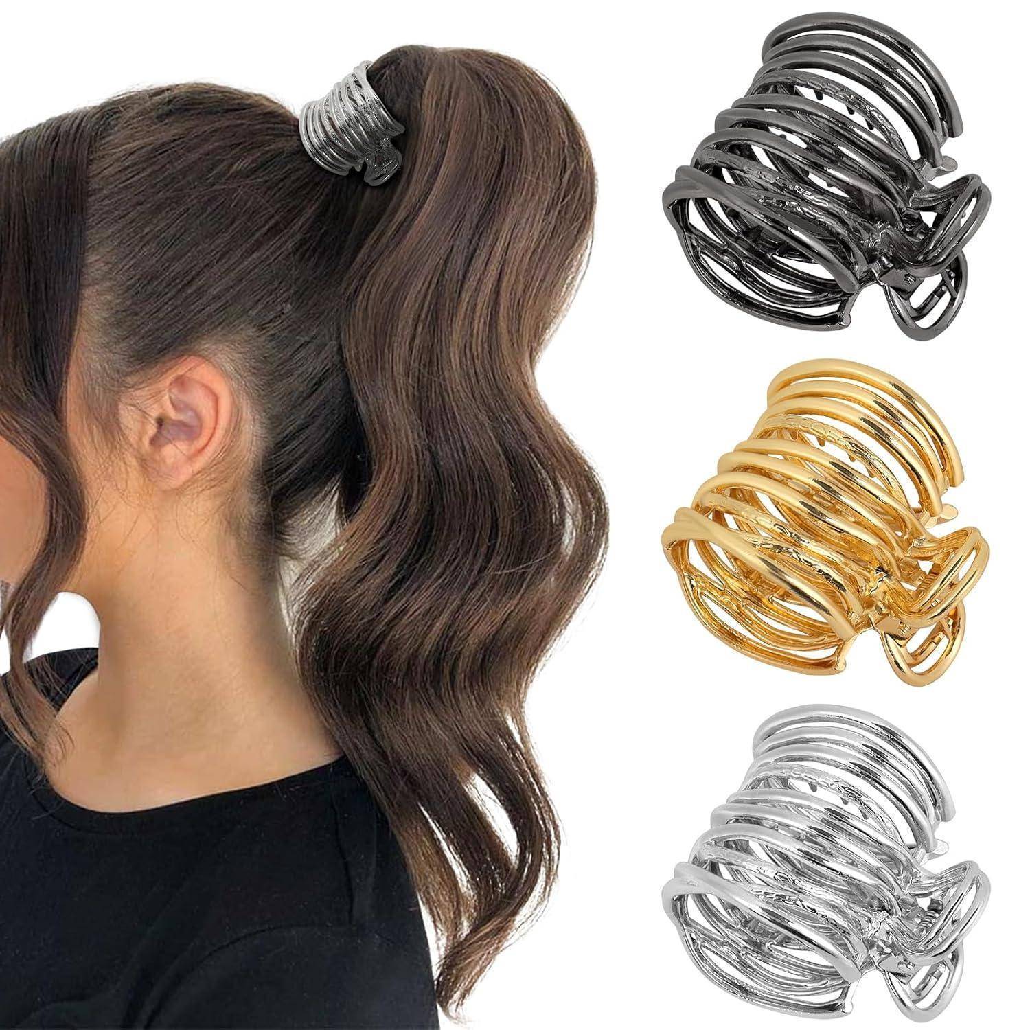 Haarklammer Metall Pferdeschwanz Clips Haarspangen Damen Rutschfest