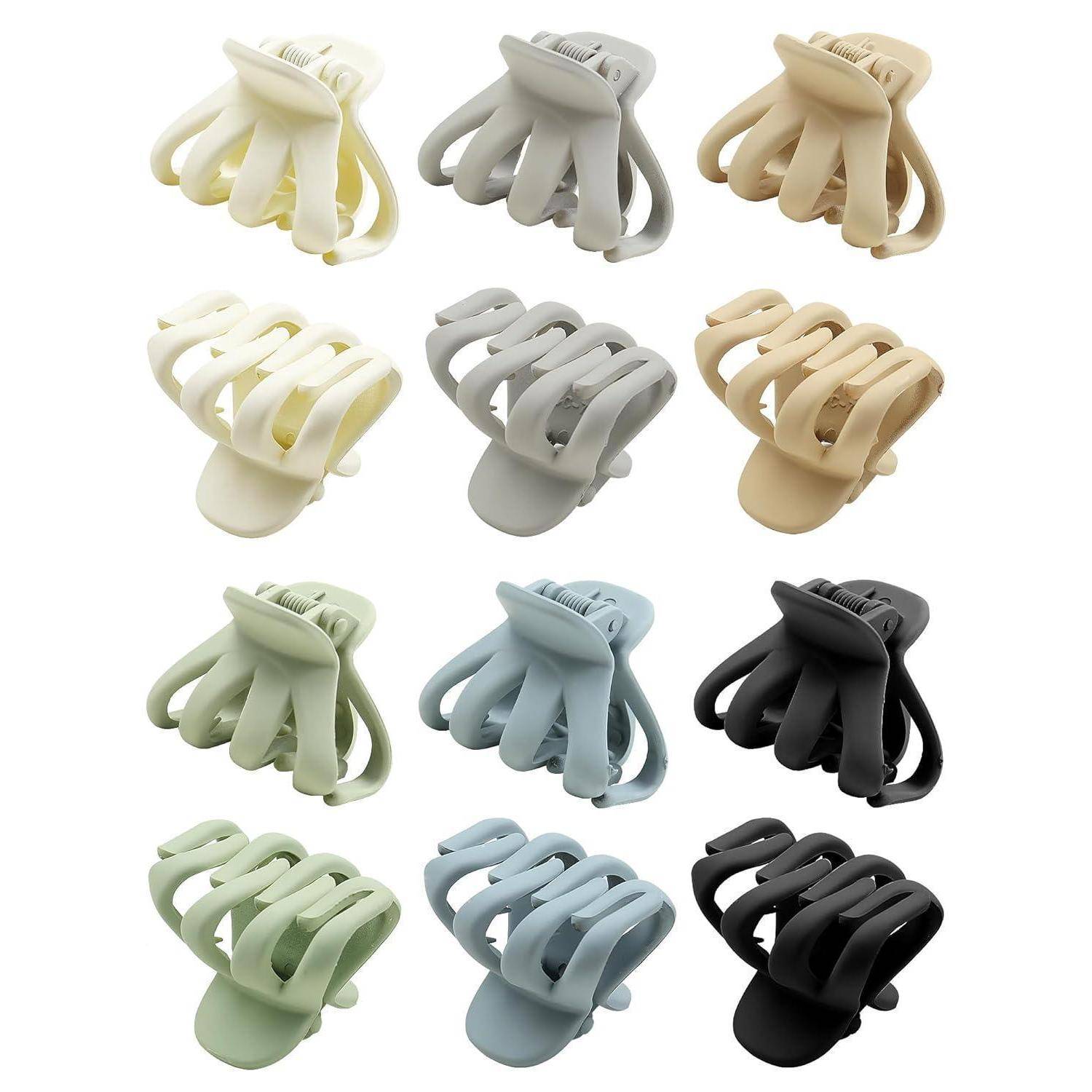 12 Stück Haarklammer klein Octopus Haarspangen Damen matt 4cm Hair