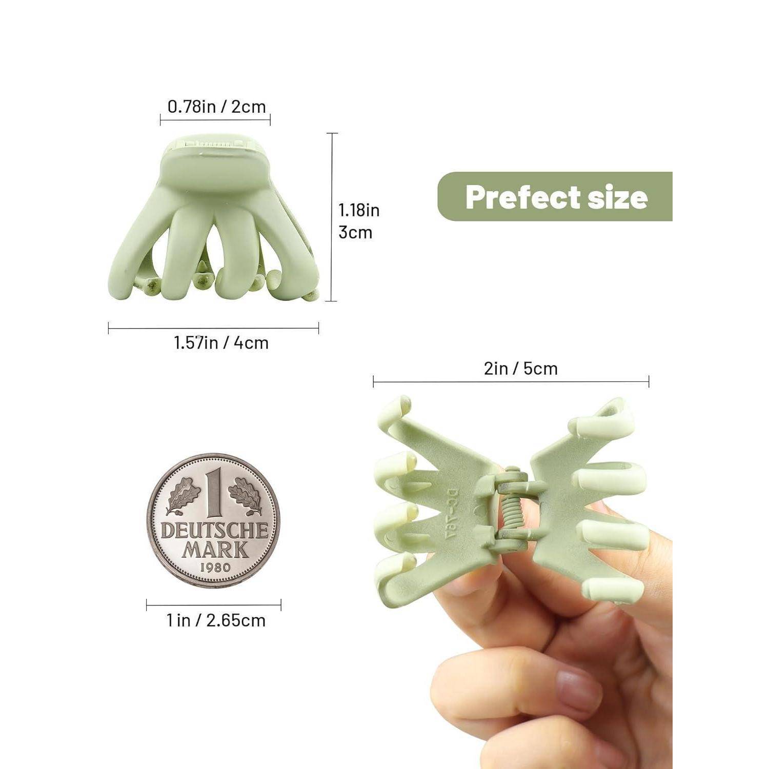 12 Stück Haarklammer klein Octopus Haarspangen Damen matt 4cm Hair