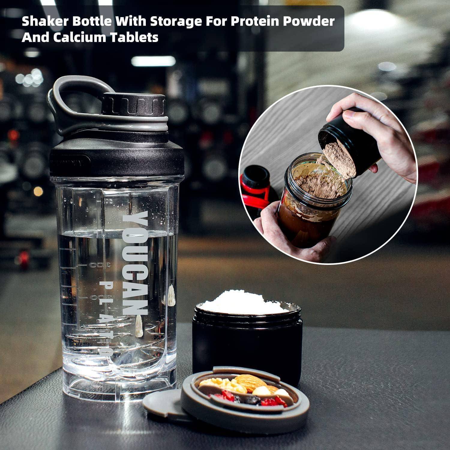 Plato Protein Shaker mit Pulverfach und Kugel 620ML Rot
