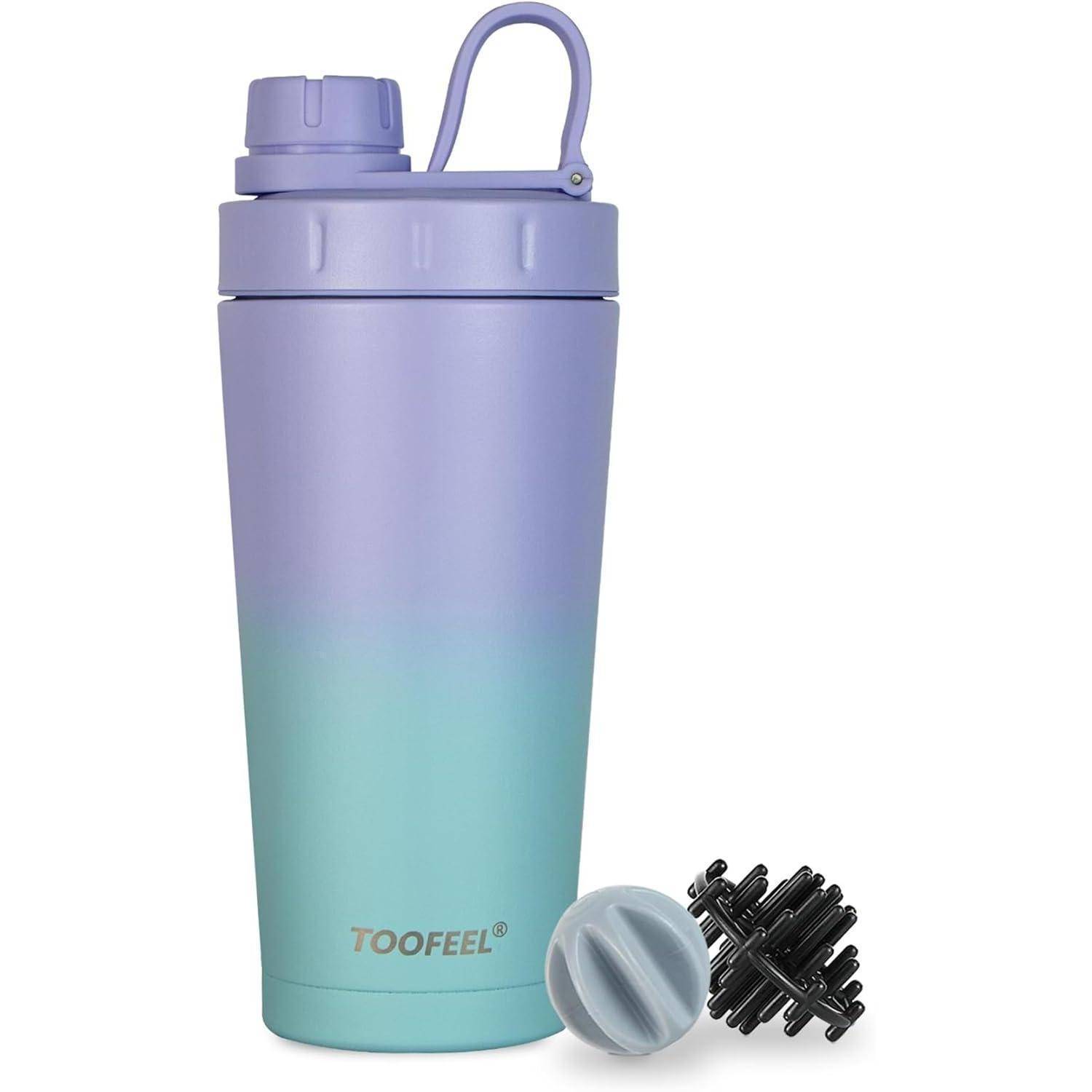 Isolierte Protein Shaker Flasche aus Edelstahl mit Shaker Kugeln 20 oz