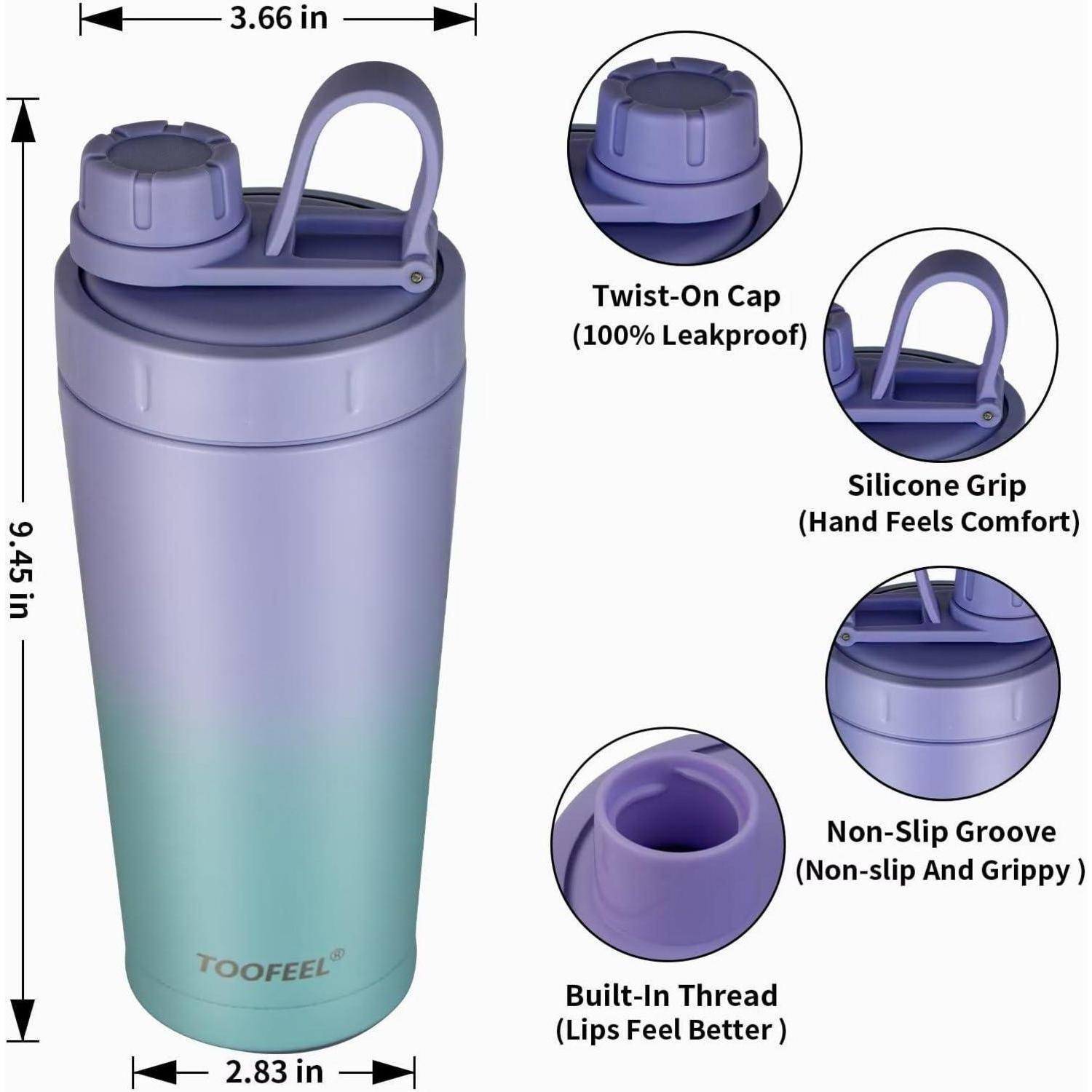 Isolierte Protein Shaker Flasche aus Edelstahl mit Shaker Kugeln 20 oz