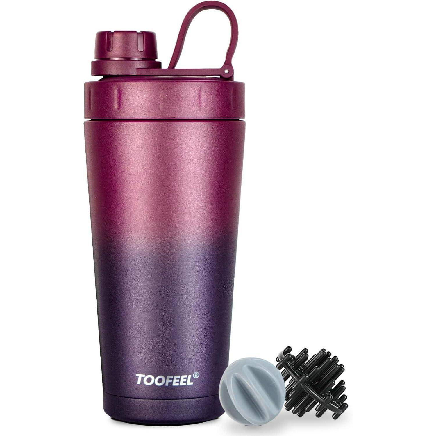 Isolierte Protein Shaker Flasche aus Edelstahl mit 2 Shaker Bällen