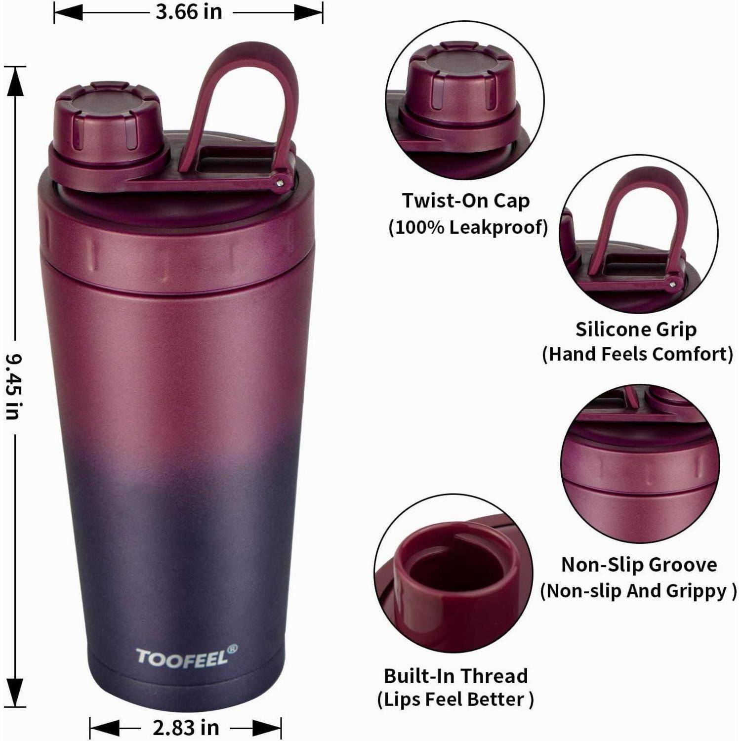 Isolierte Protein Shaker Flasche aus Edelstahl mit 2 Shaker Bällen