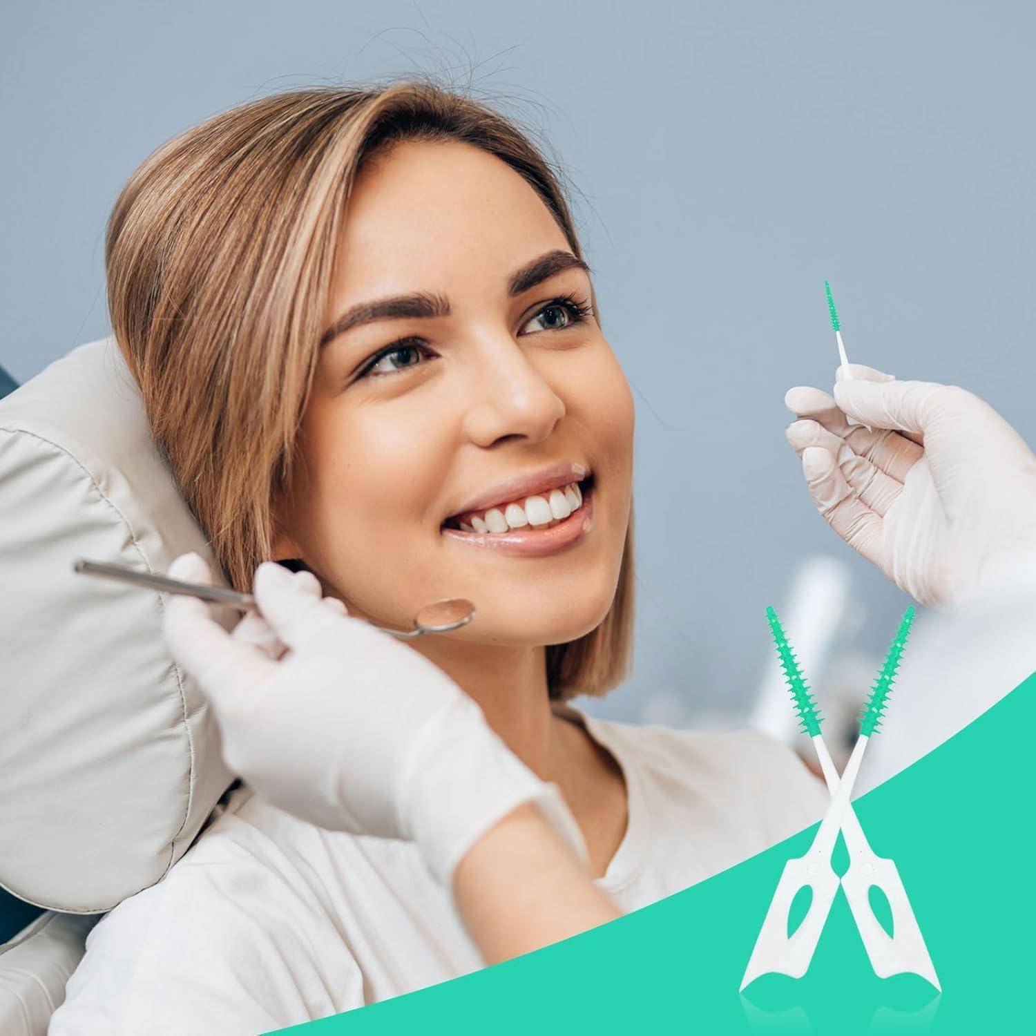 280 Stück Silikon Interdentalbürsten Dual-Use Zahnseide Stick Grün