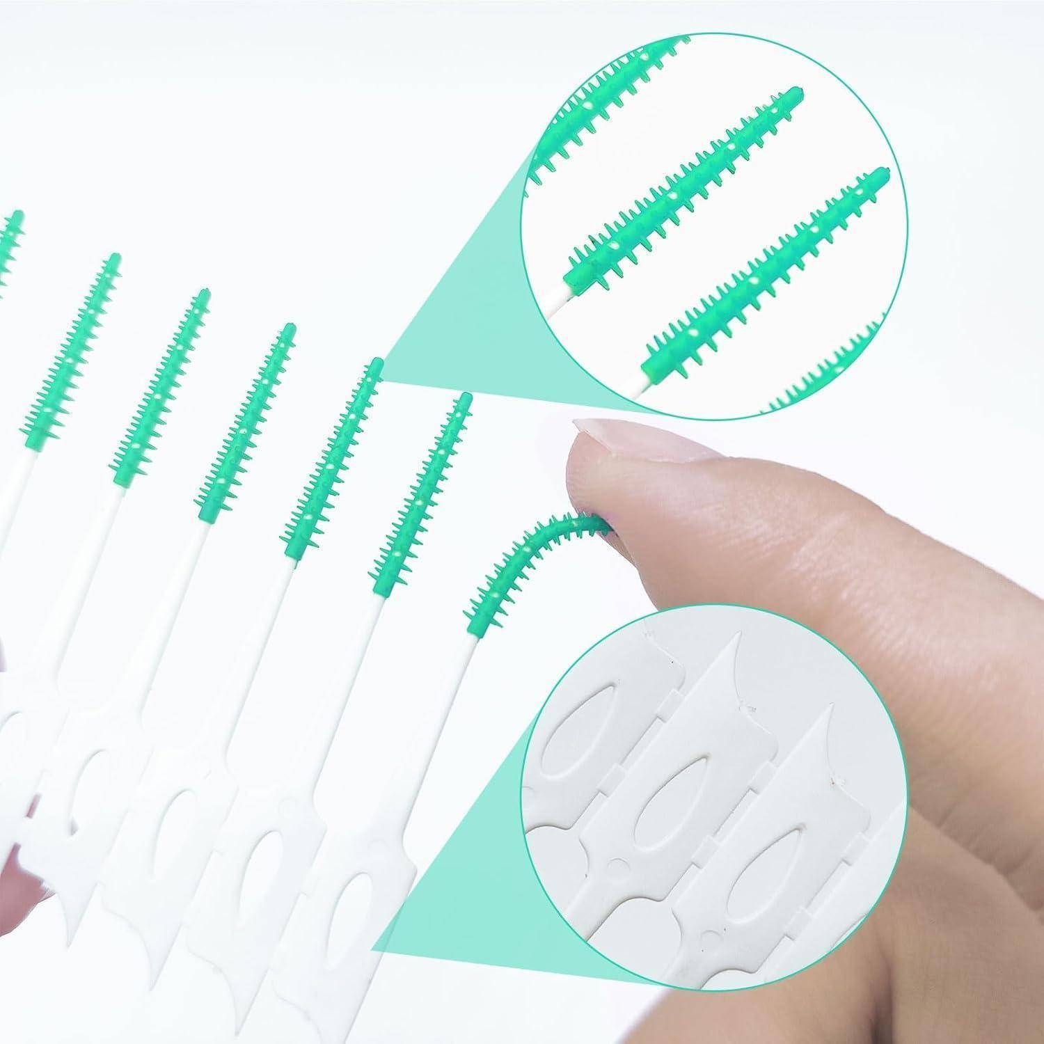 280 Stück Silikon Interdentalbürsten Dual-Use Zahnseide Stick Grün