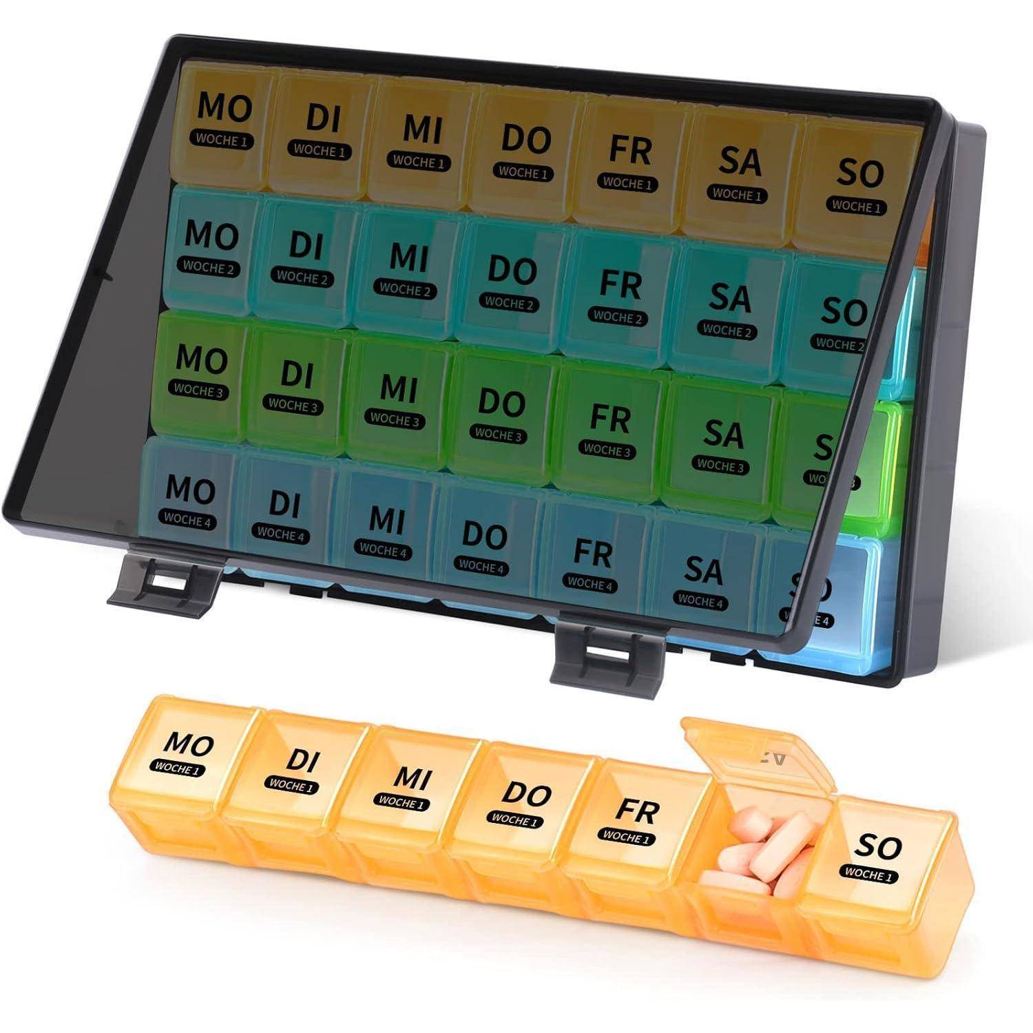 Tablettenbox 7 Tage Große Fächer Monat Pillendose Medikamentenbox
