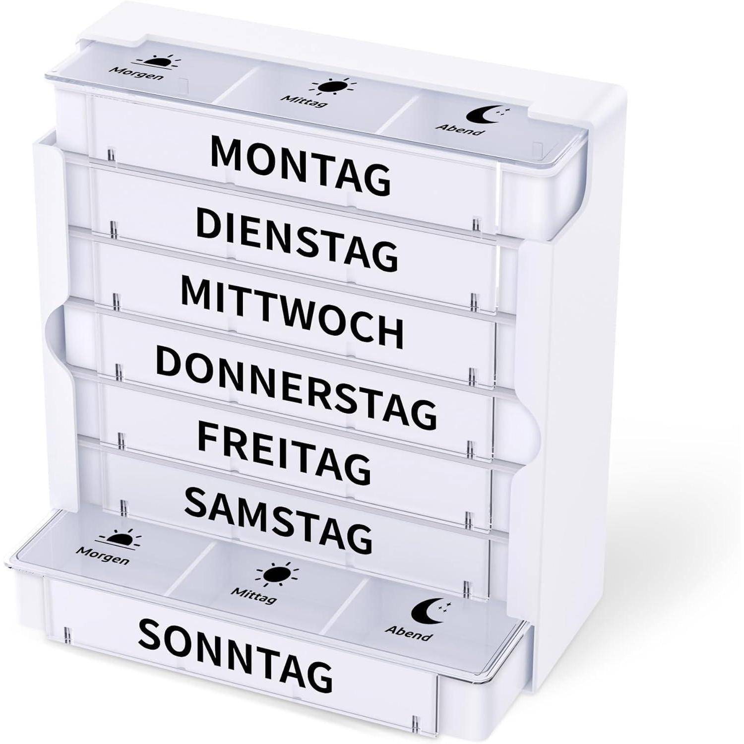 Tablettenbox 7 Tage mit 3 Fächern - Medikamentenbox Organizer