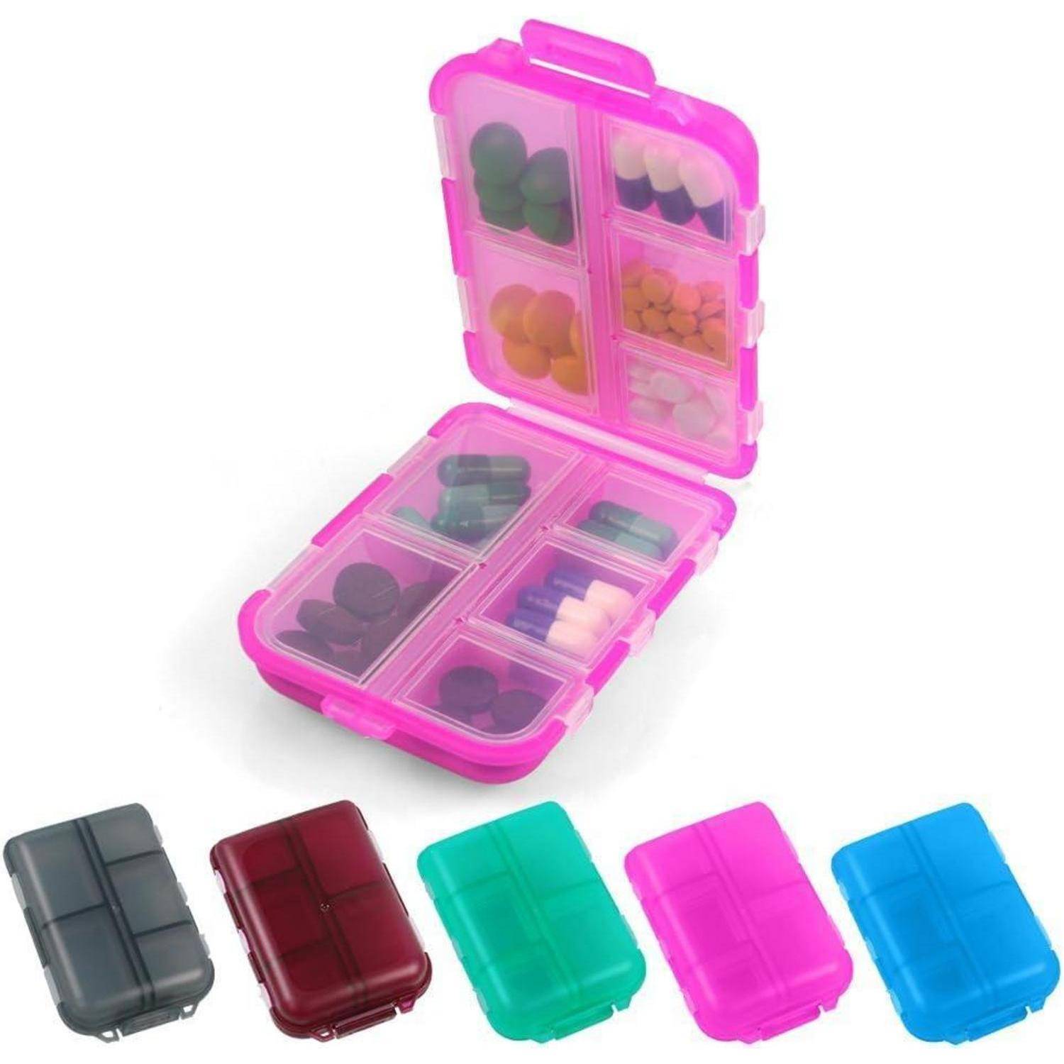 Tablettenbox 7 Tage Pillendose 10 Fächer Medikamentenbox BPA frei Rose