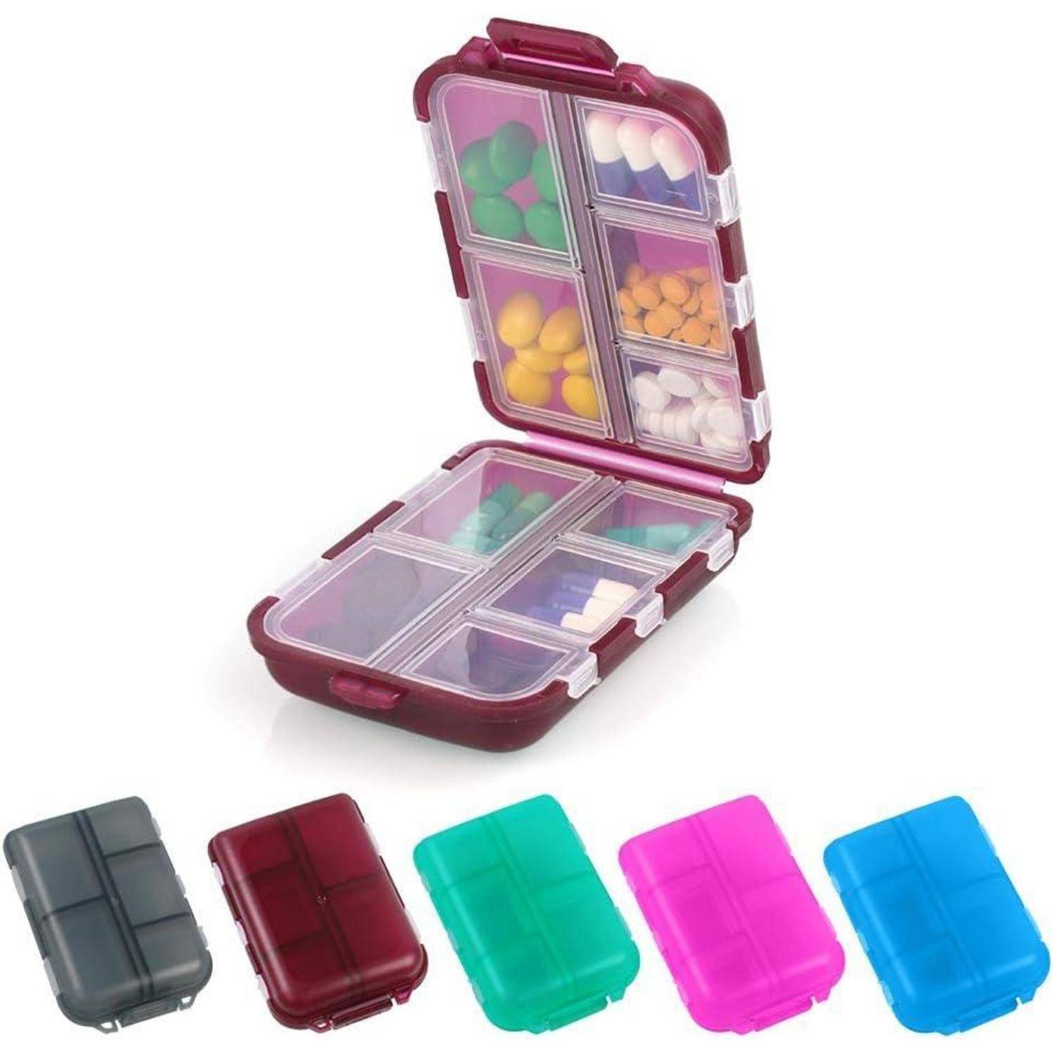 Tablettenbox 7 Tage Pillendose 10 Fächer BPA Frei für Medikamente