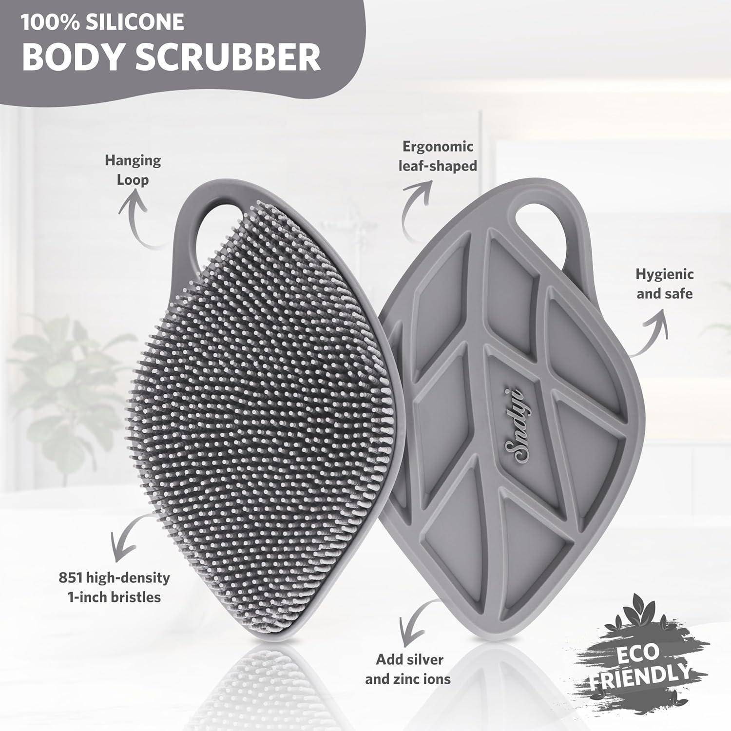 Silikon Körperbürste für Sanftes Peeling und Massage, Grau