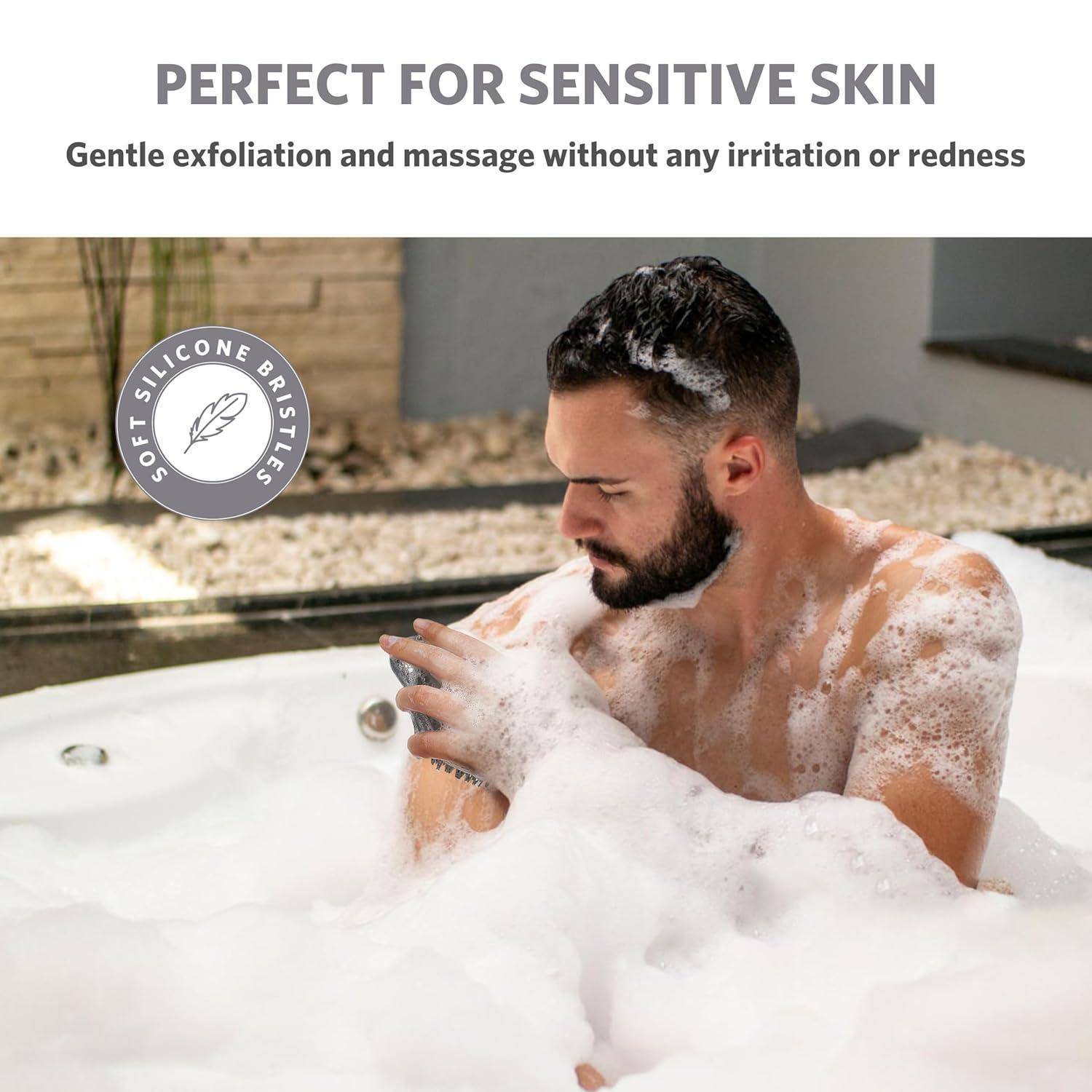 Silikon Körperbürste für Sanftes Peeling und Massage, Grau
