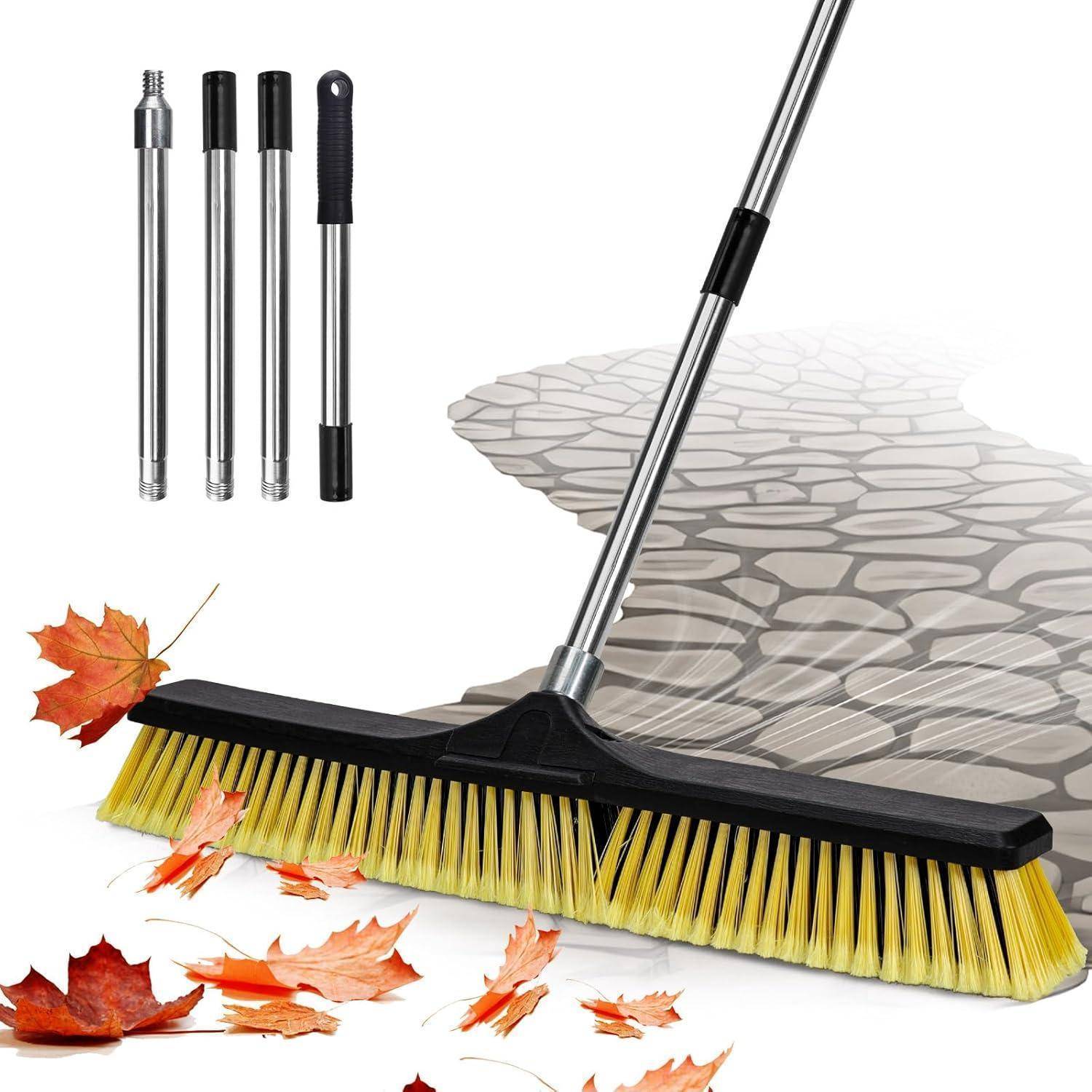 Besen mit langem Edelstahlstiel 142 cm für Haushalt Garage Terrasse