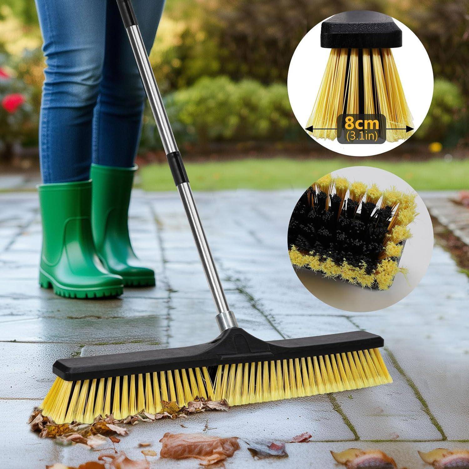 Besen mit langem Edelstahlstiel 142 cm für Haushalt Garage Terrasse