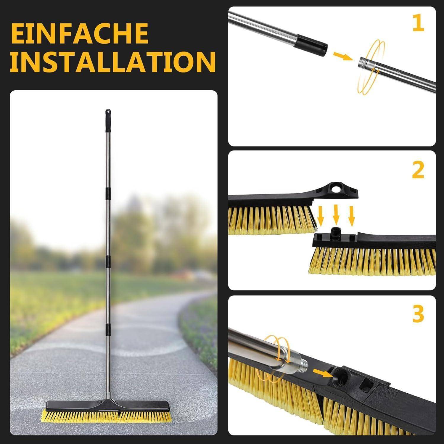 Besen mit langem Edelstahlstiel 142 cm für Haushalt Garage Terrasse