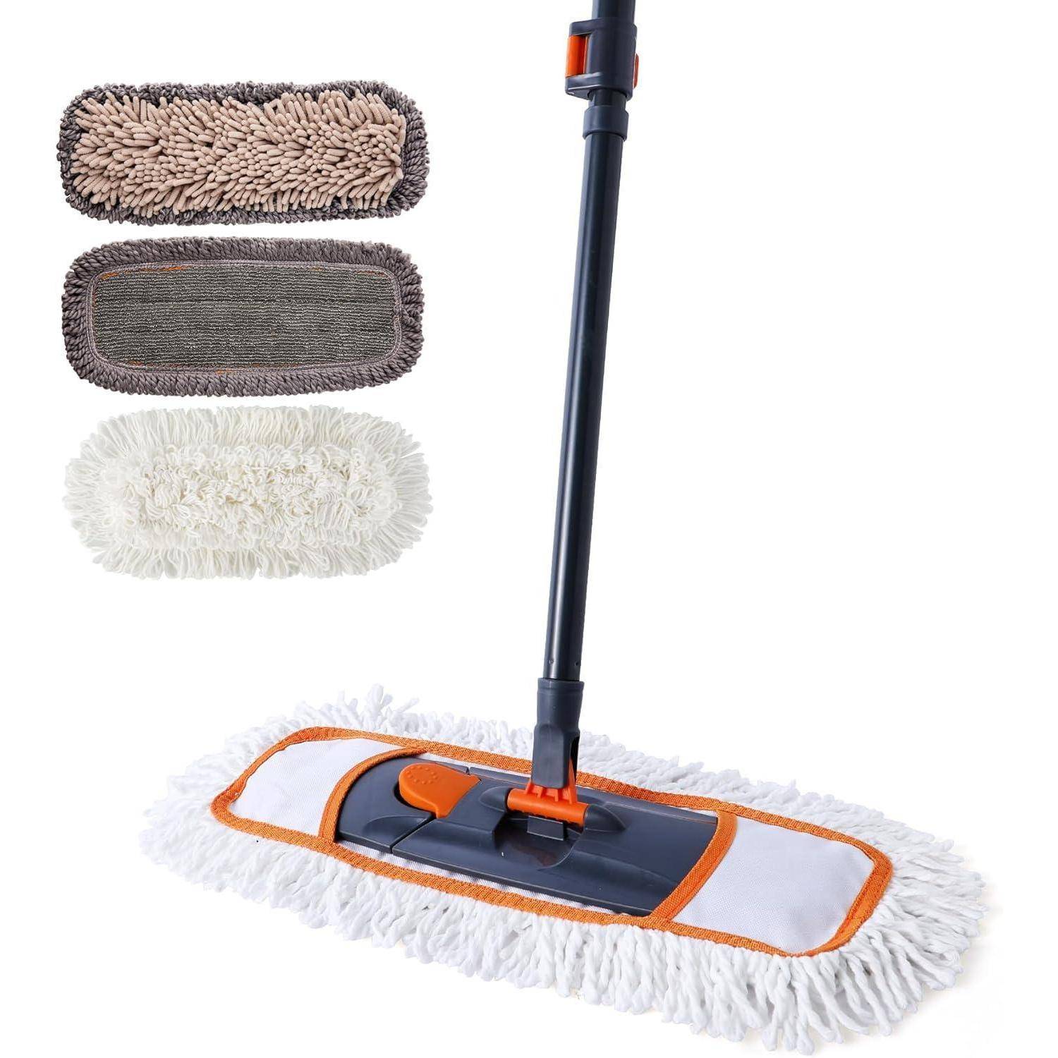 3er Mopp-Set mit waschbaren Pads, Ausziehbarer Griff, für