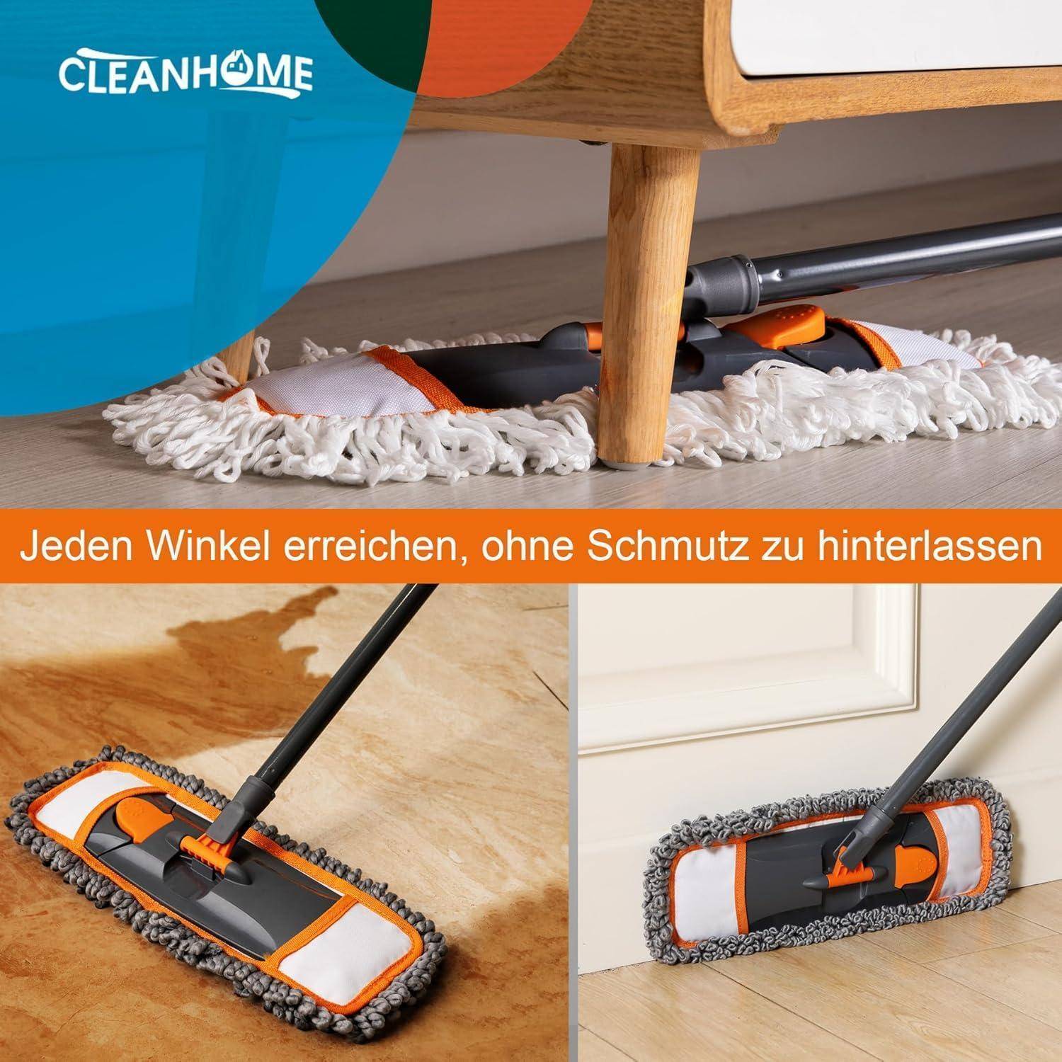 3er Mopp-Set mit waschbaren Pads, Ausziehbarer Griff, für