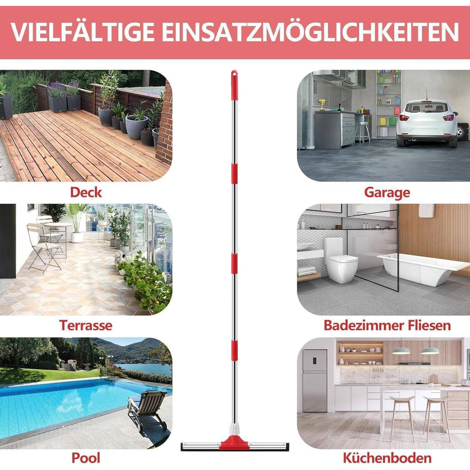 Ein Mehrzweck-Mopp, geeignet für die Reinigung von Deck, Terrasse, Pool, Garage, Badezimmerfliesen und Küchenboden.