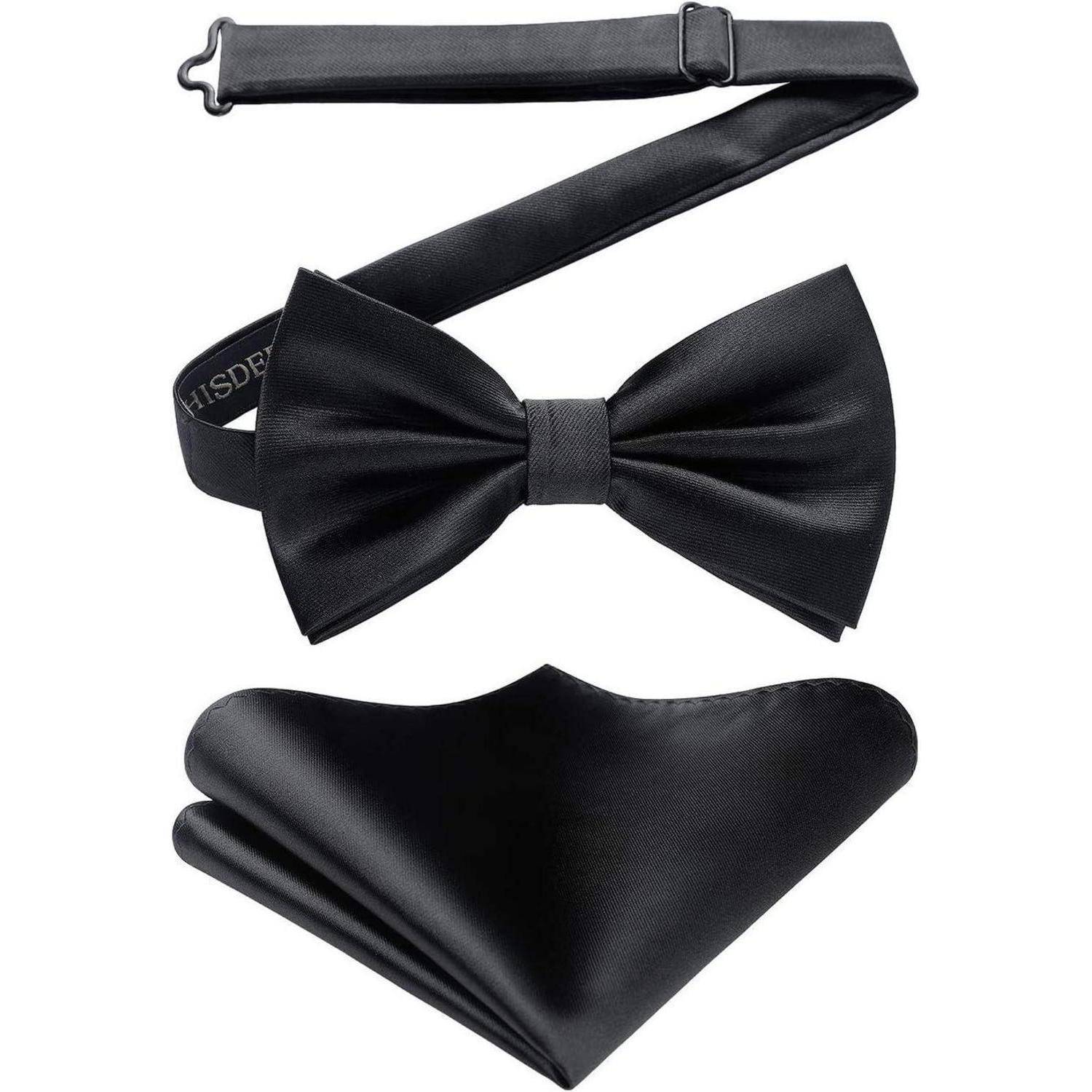 Fliege Herren Einstecktuch einstellbar Smoking Hochzeit A Schwarz 2