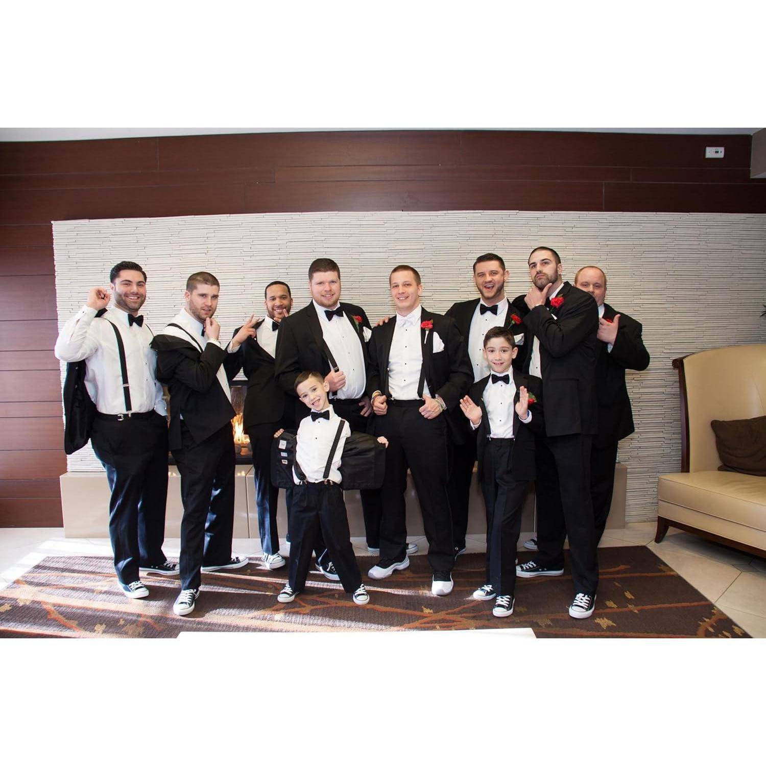 Fliege Herren Einstecktuch einstellbar Smoking Hochzeit A Schwarz 2