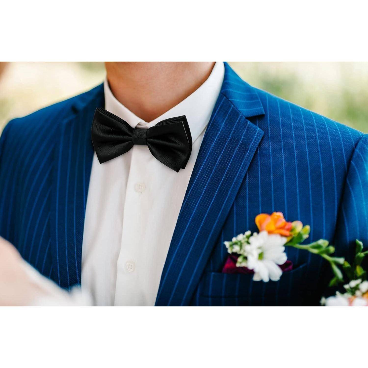 Fliege Herren Einstecktuch einstellbar Smoking Hochzeit A Schwarz 2