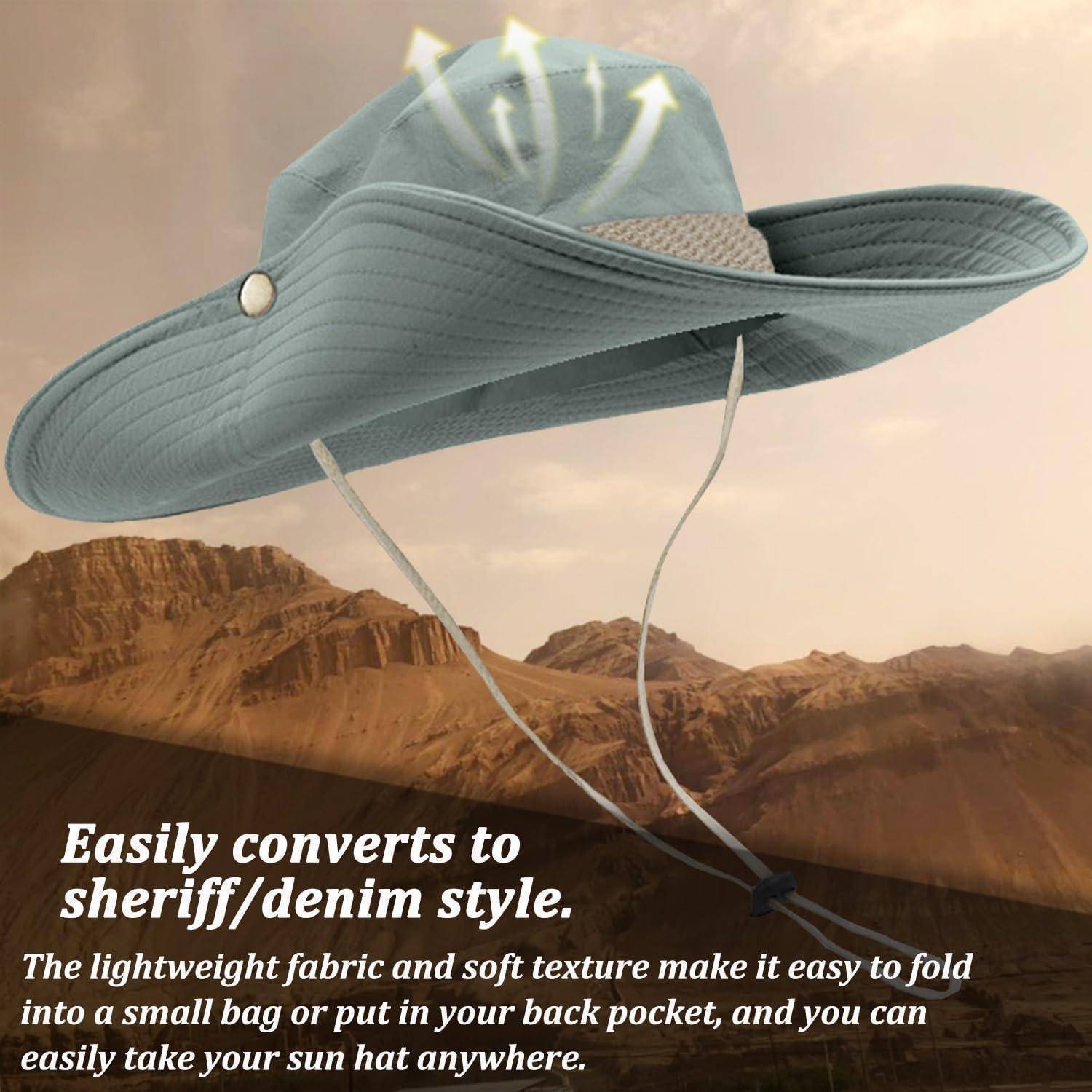 Sonnenhut Buschhut Herren Damen Krempe UV Einheitsgröße Cyanfarben