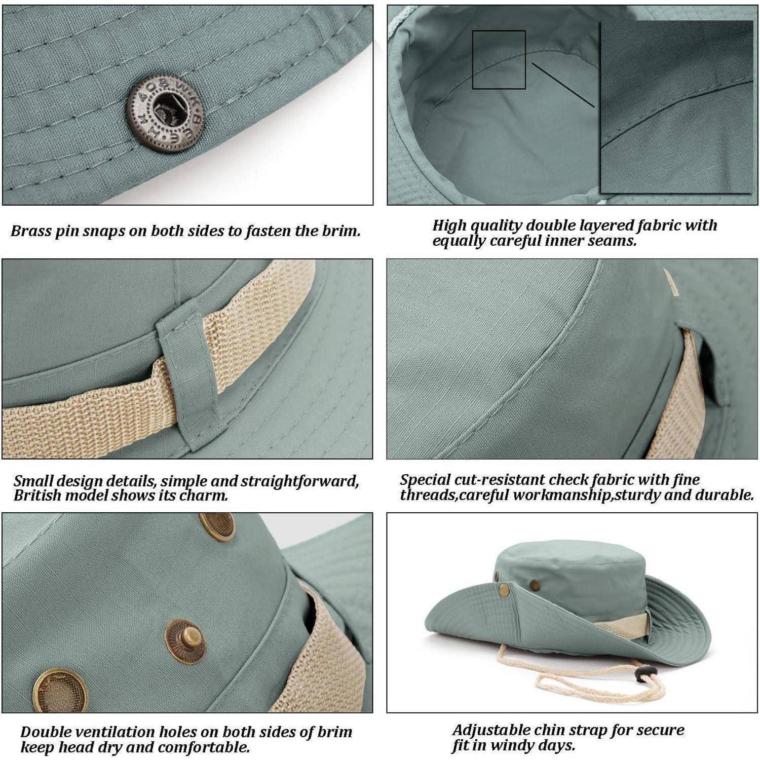 Sonnenhut Buschhut Herren Damen Krempe UV Einheitsgröße Cyanfarben