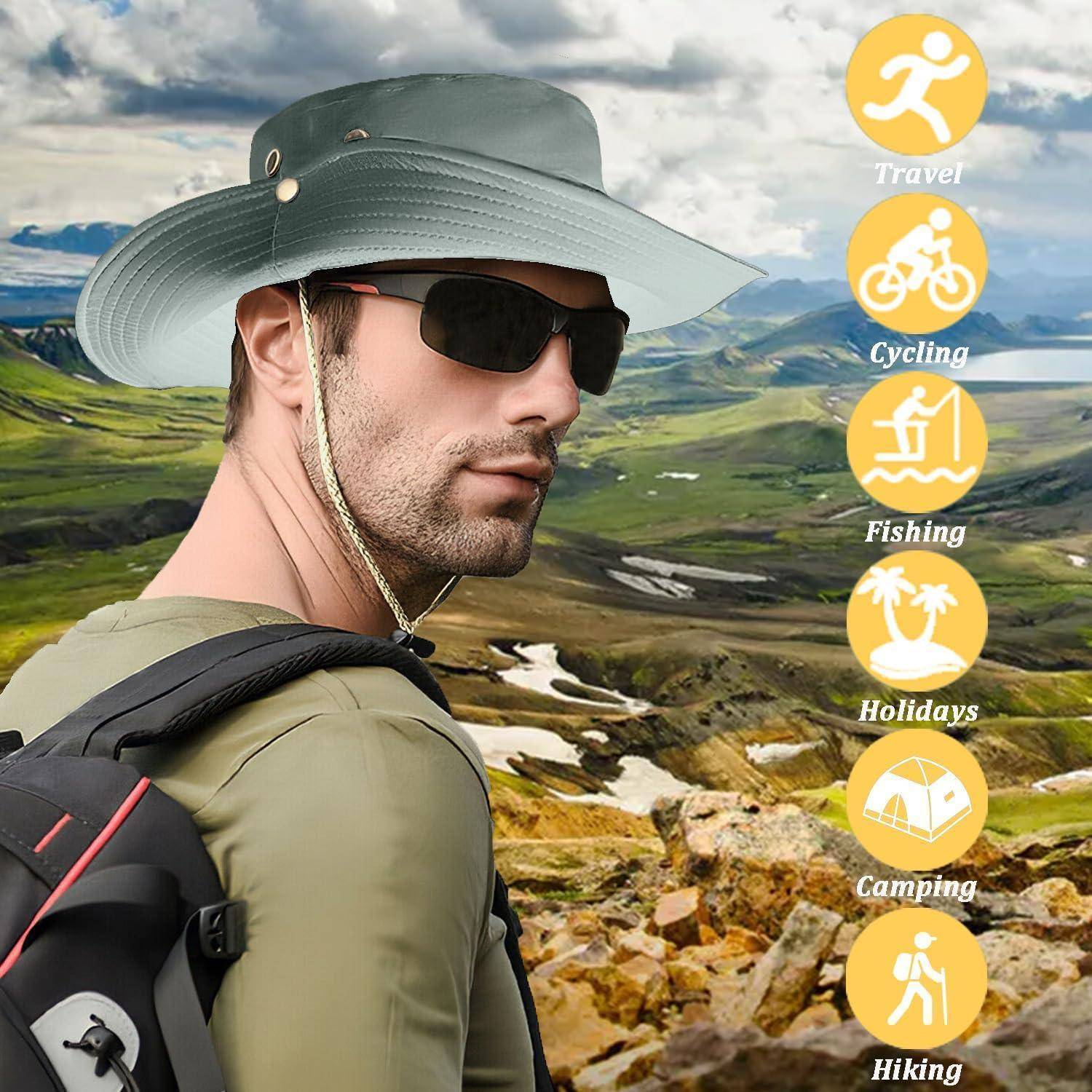 Sonnenhut Buschhut Herren Damen Krempe UV Einheitsgröße Cyanfarben
