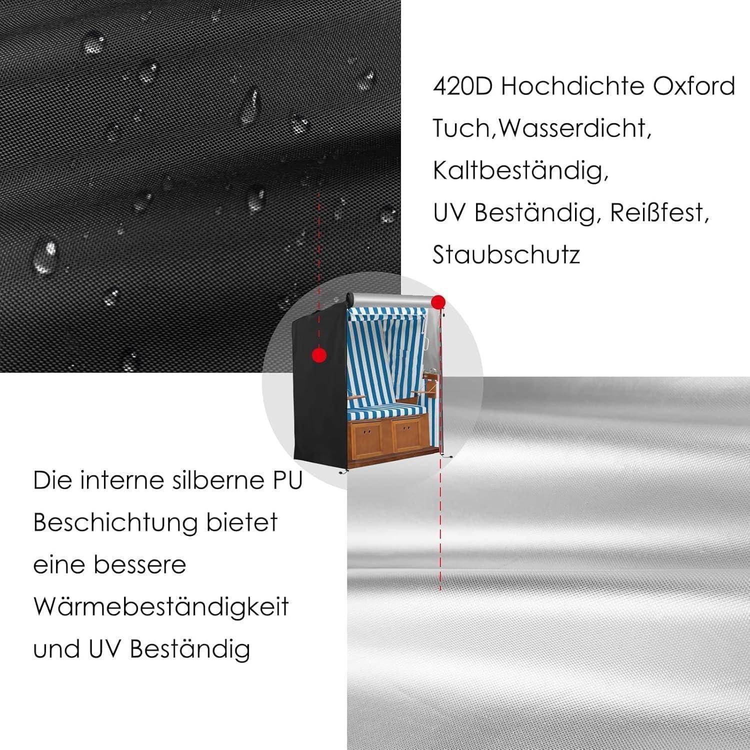 Strandkorbhülle 420D Oxford Schwarz 420D Oxford-120 x 90 x 155 140cm