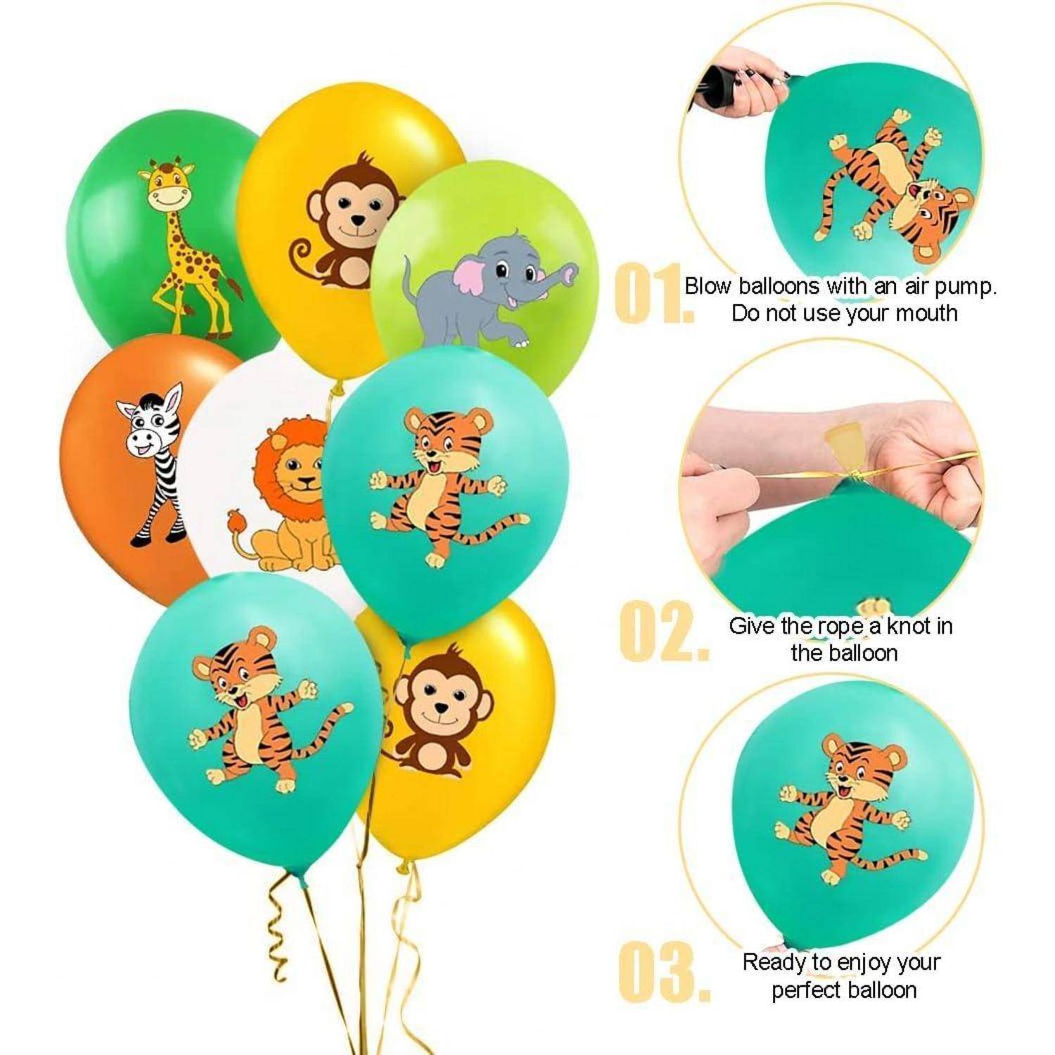 Luftballons Dschungel Safari 30 Stück 12 Zoll Latex Tier A