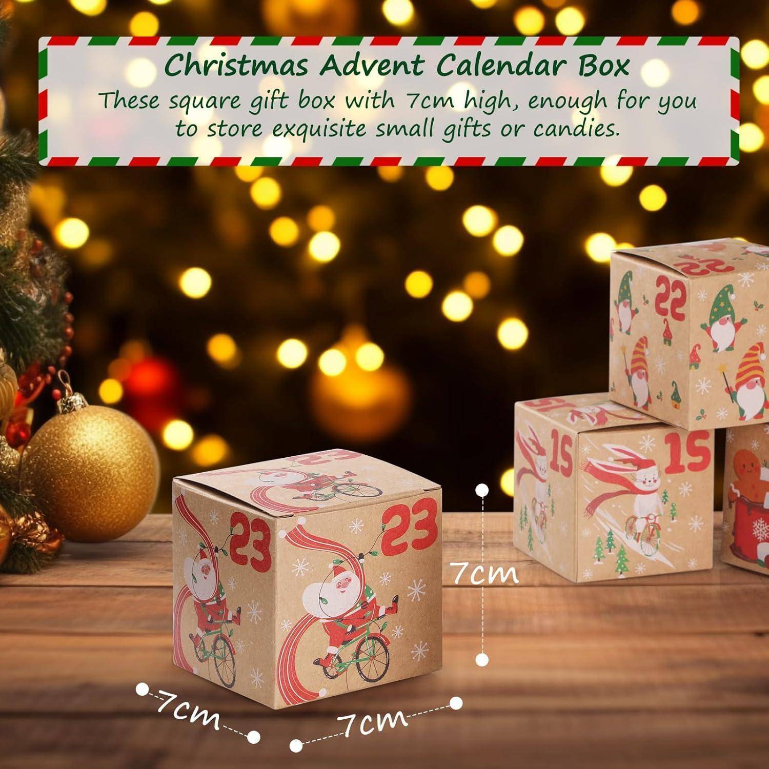 Adventskalender 24 Geschenkbox Weihnachten Boxen Basteln Kraftpapier