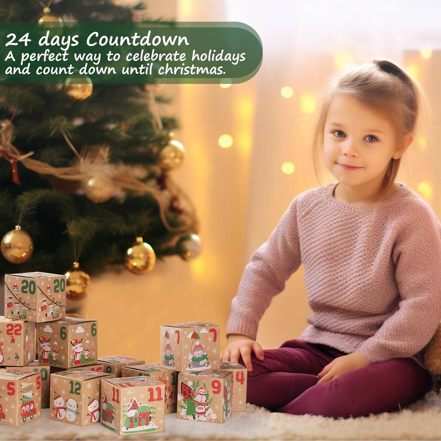 Adventskalender 24 Geschenkbox Weihnachten Boxen Basteln Kraftpapier