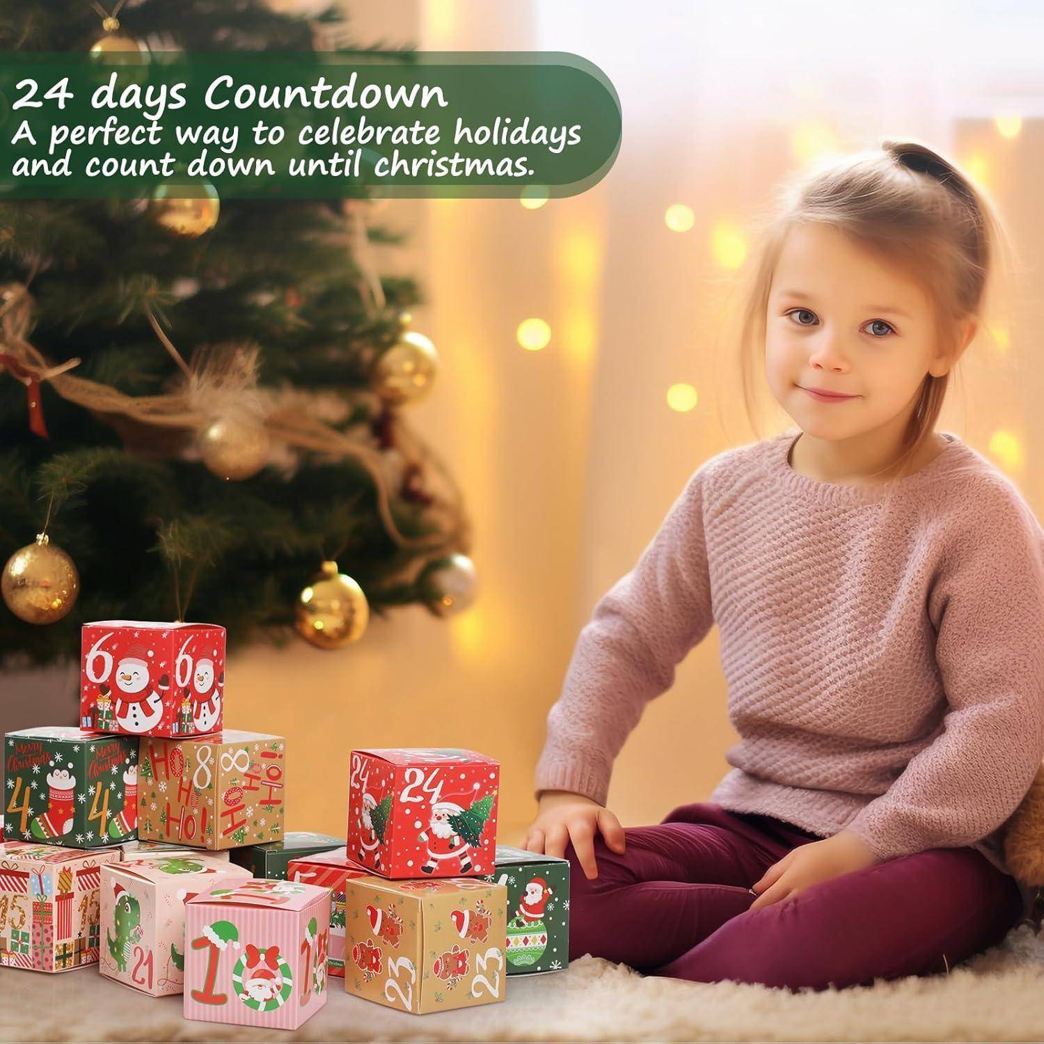 Adventskalender 24 Befüllen Geschenkbox Weihnachten Buntes Papier