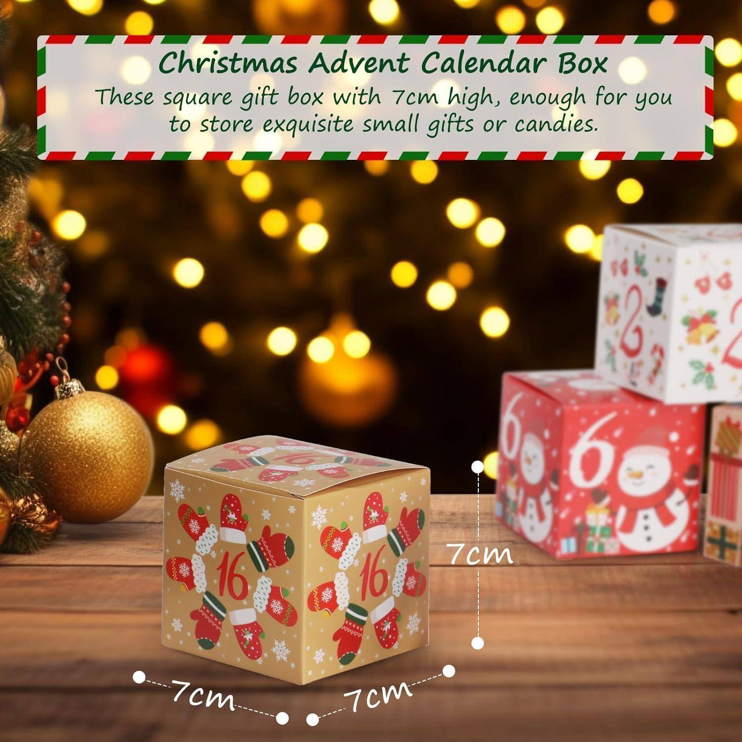 Adventskalender 24 Befüllen Geschenkbox Weihnachten Buntes Papier