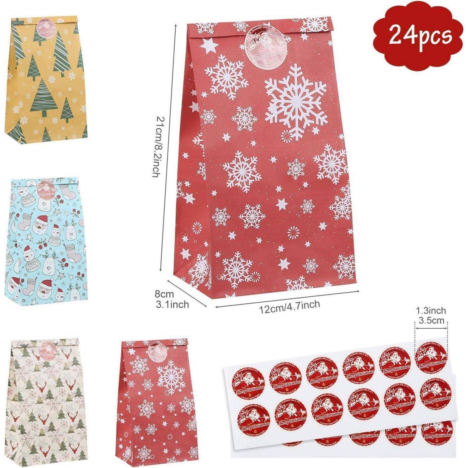 Geschenktüten 24 Weihnachten Adventskalender Aufkleber B