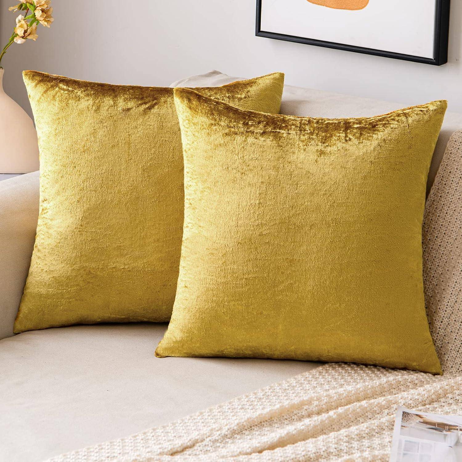 Kissenbezug Samt Dekokissen 45 x 45 cm 2 Stück A-golden Luxuriös