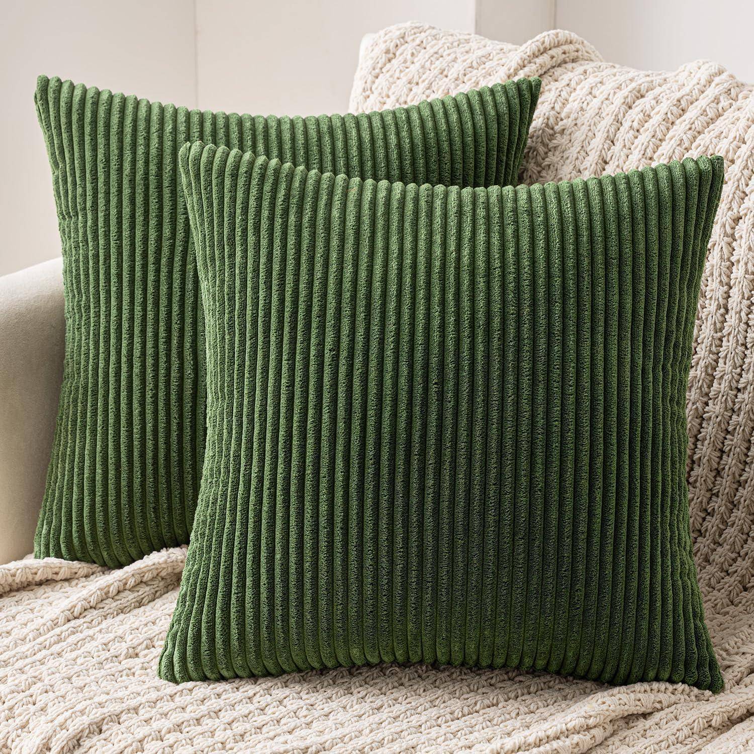 Kissenbezug Kordsamt Kissenhülle 60 x 60 cm 2 Stück Matcha Grün
