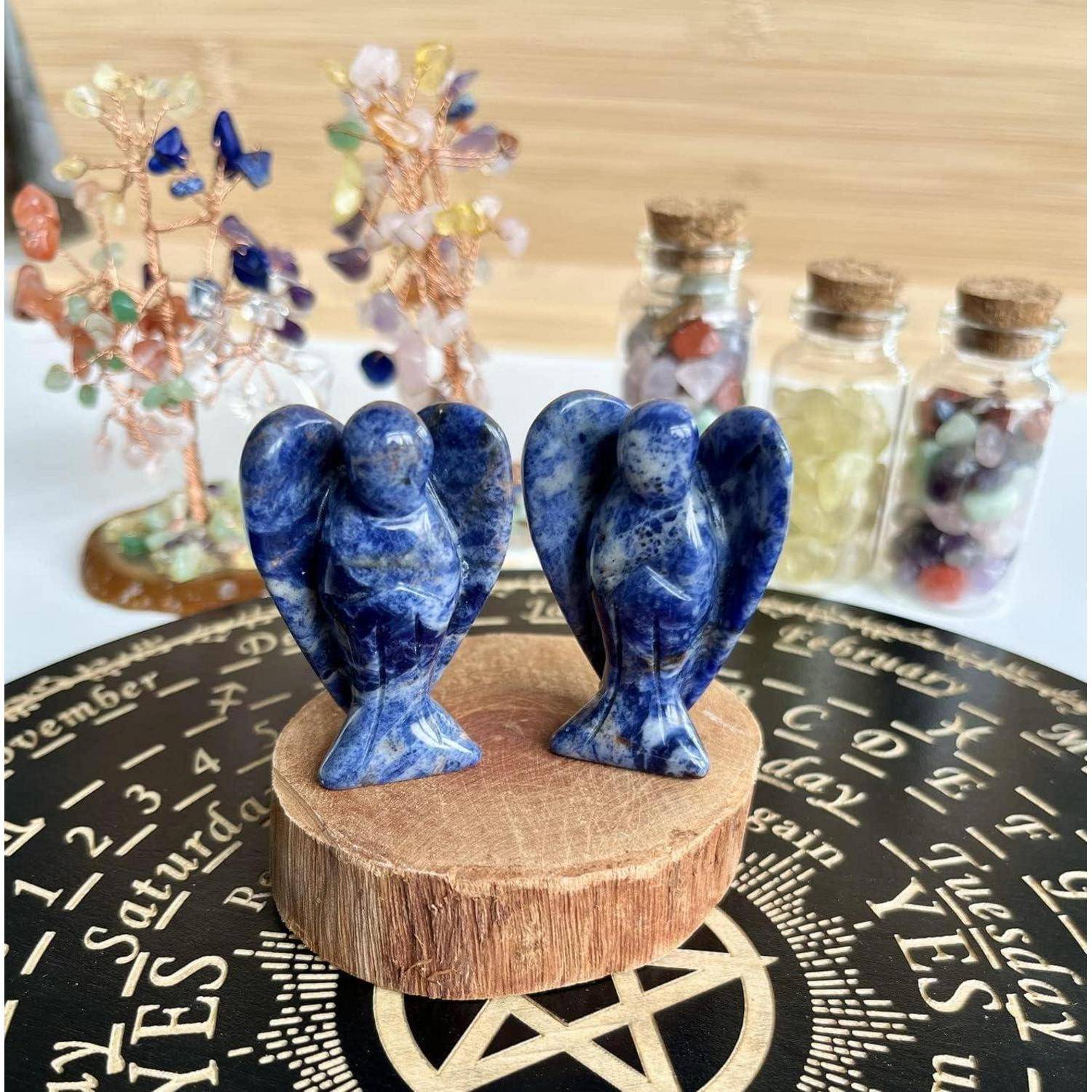 Schutzengel Figur Sodalith Kristall Reiki Geschenk I-blauer Sodalith