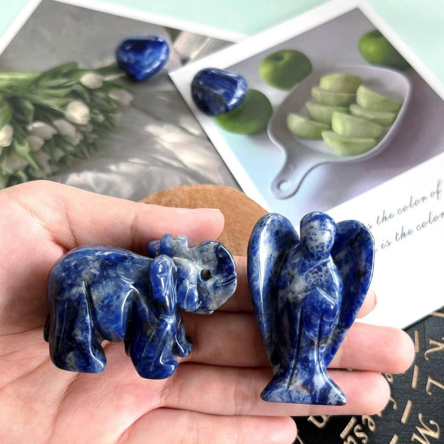 Schutzengel Figur Sodalith Kristall Reiki Geschenk I-blauer Sodalith